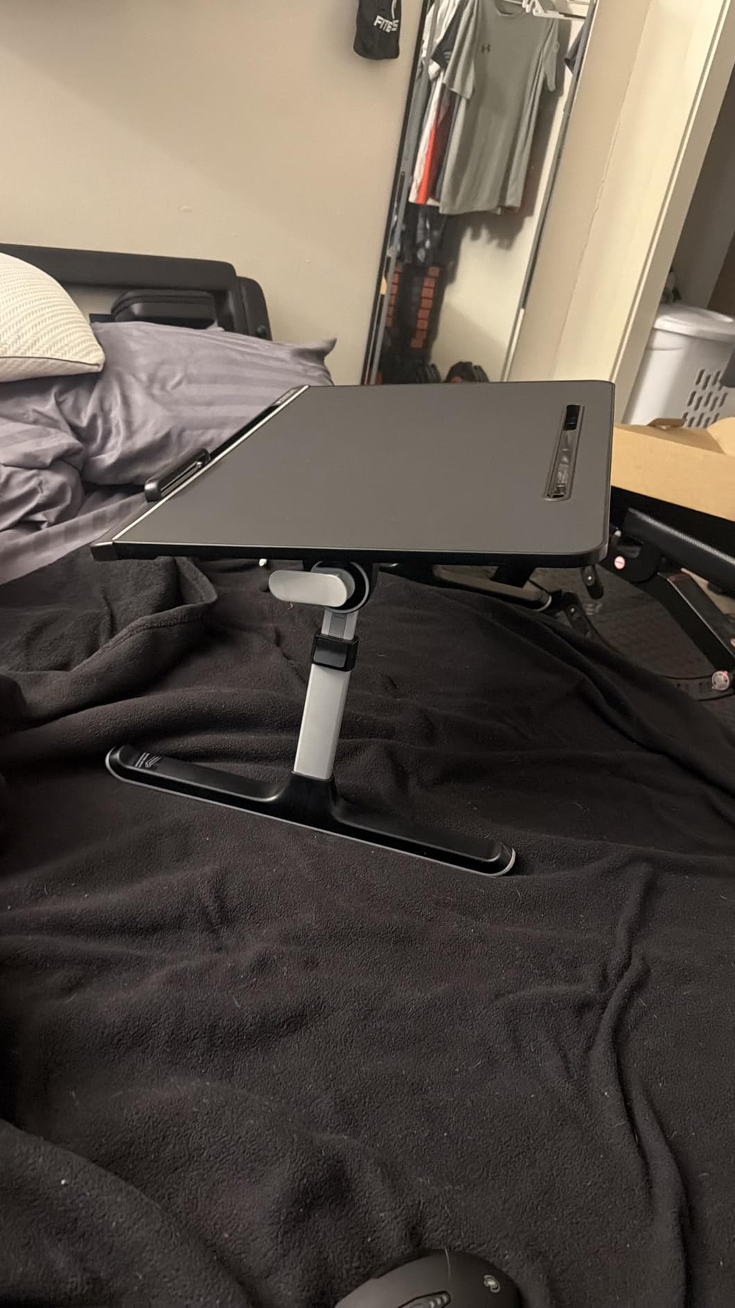 Laptop Bed Tray Desk, SAIJI X-Large Adjustable Laptop Table, Foldable Laptop Desk with Storage Drawer and Bookstand for Eating, Working, Writing, Gaming, Drawing (Black) customer photo 2