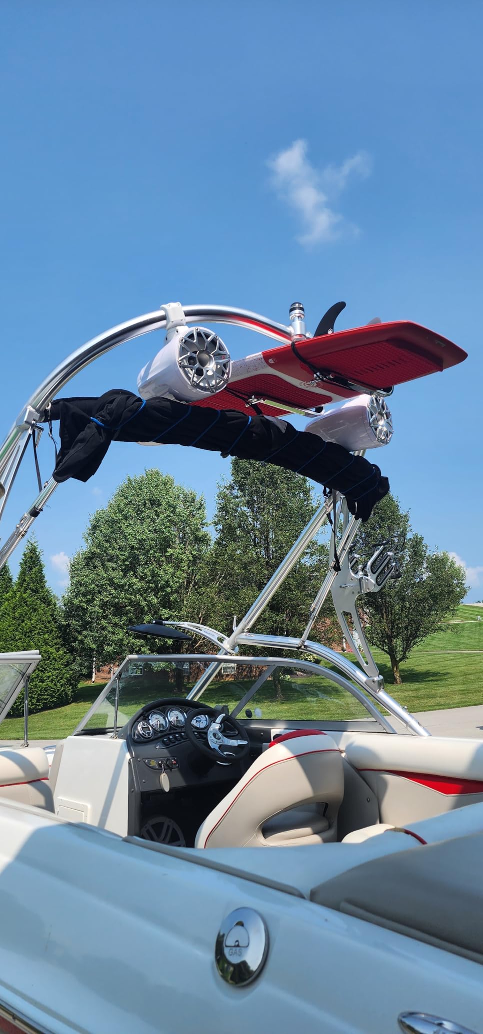 Cradle Wakesurf Tower Rack, Compact Vertical Holder Secures Surfboards Flat Against The Tower, 3.5