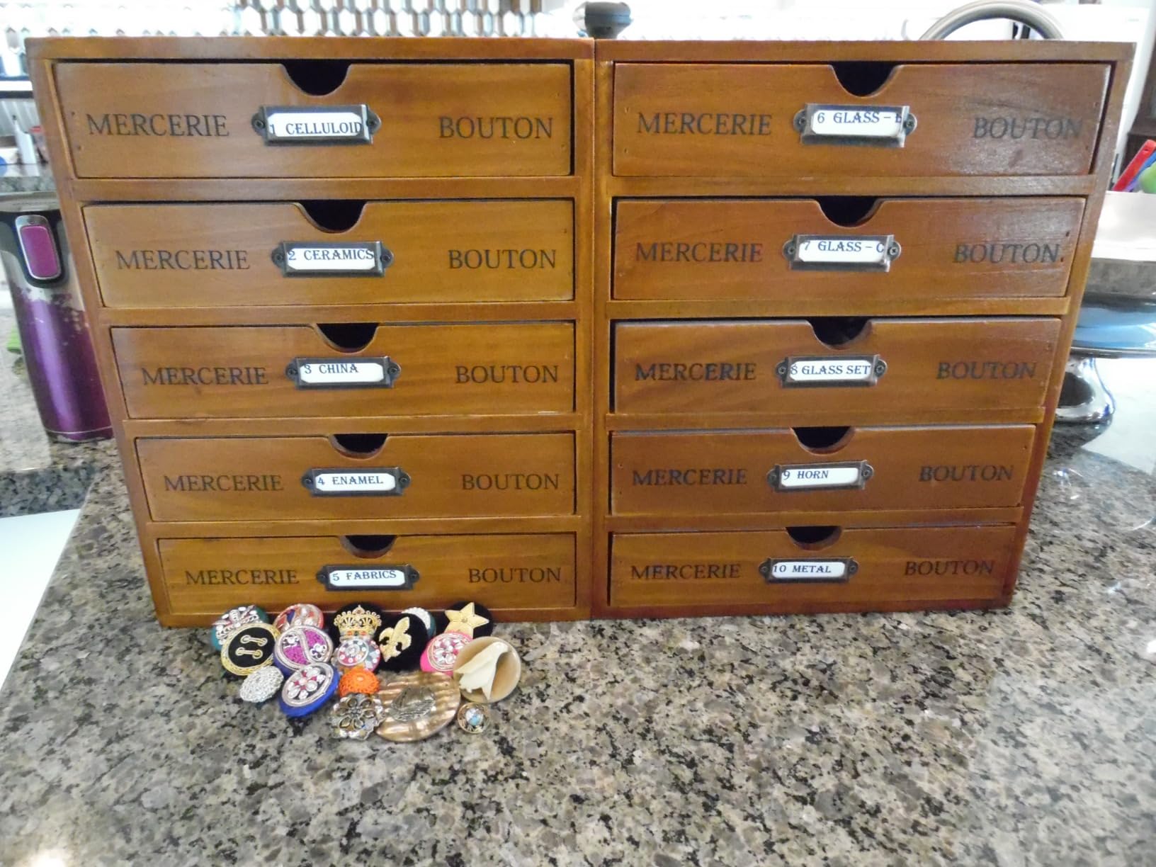Modular Stackable Apothecary Cabinet 4 Drawer Desk Organizer - Retro Library Card Catalog Wood Storage Box - Organize Stationery, Thread Embroidery, Sewing, Crafts, Junk Drawer & Supplies Countertop customer photo 1