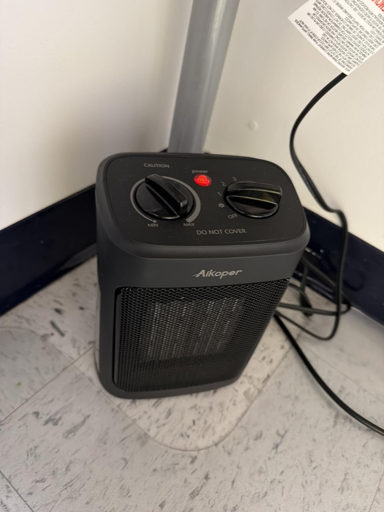 Space Heater, 1500W Electric Heaters Indoor Portable with Thermostat, PTC Fast Heating Ceramic Room Small Heater with Heating and Fan Modes for Bedroom, Office and Indoor Use customer photo 1