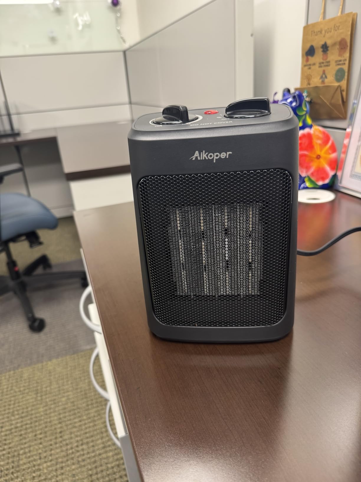 Space Heater, 1500W Electric Heaters Indoor Portable with Thermostat, PTC Fast Heating Ceramic Room Small Heater with Heating and Fan Modes for Bedroom, Office and Indoor Use customer photo 2