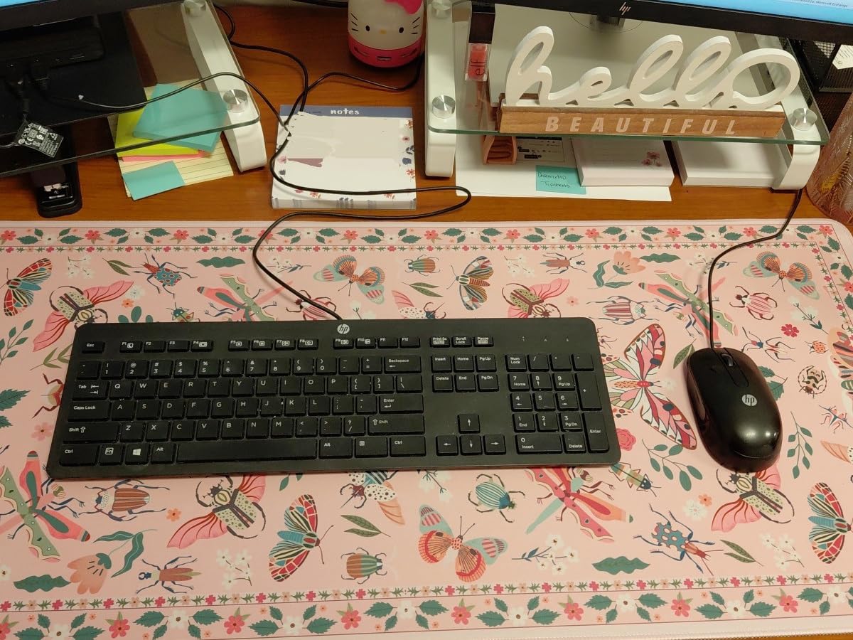 iCasso Desk Mat, Big Desk Pad, XXL Extended Gaming Mouse Pad, Large Mouse Pad for Desk Protector, Rubber Base Mousepad with Stitched Edges, Keyboard Mouse Mat for Work, Game, Office, Home - Weeds customer photo 1