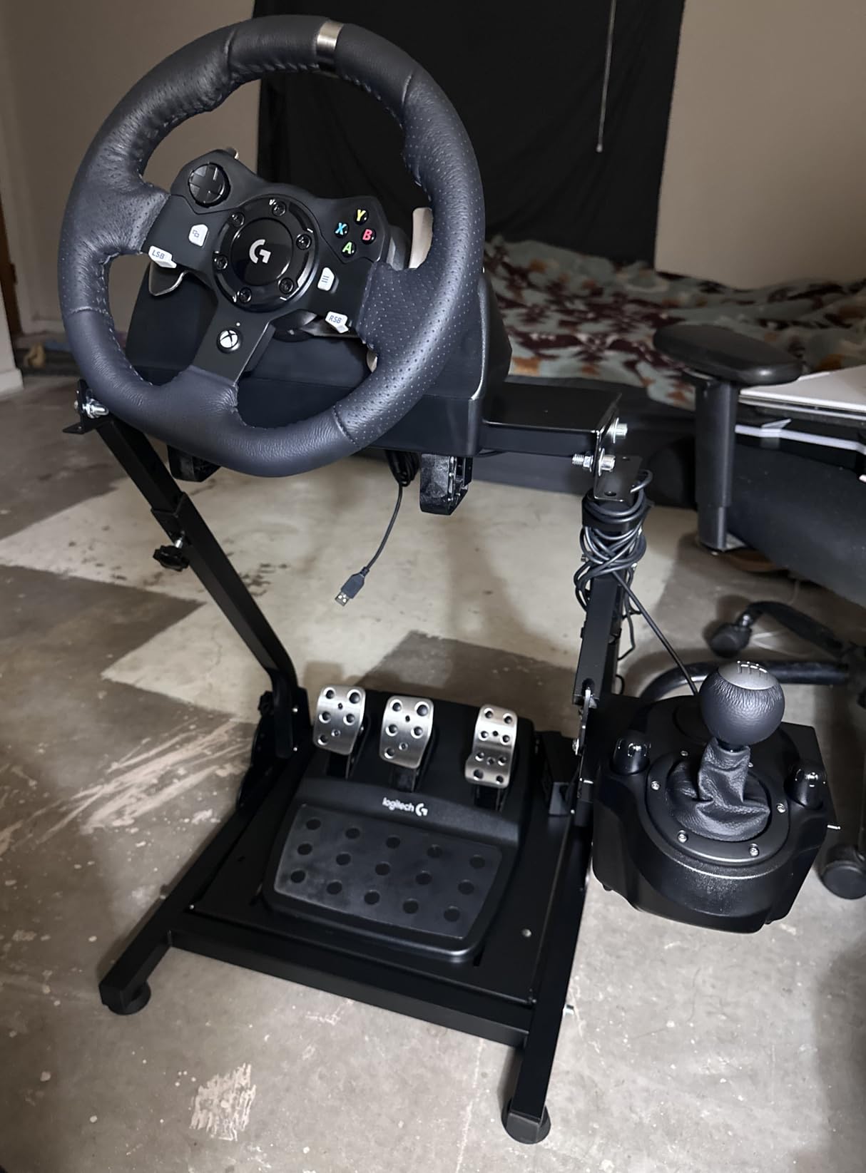 Racing Wheel Stand, Height Adjustable & Foldable Steering Wheal Stand Compatible with Logitech G25,G27,G29,G920 Gaming Cockpit customer photo 1