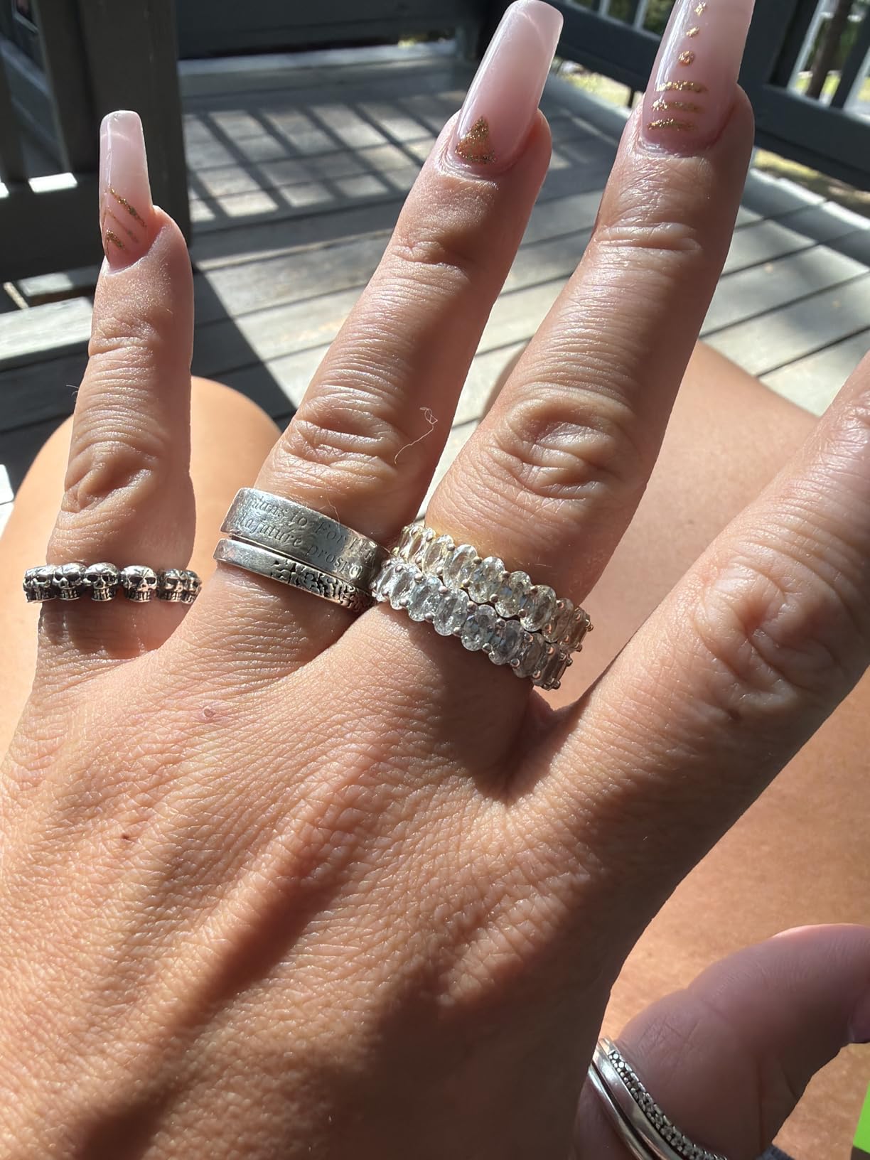 14K Gold Plated Eternity Ring for Women - Statement Eternity Band Rings with Oval Cubic Zirconia - Stackable Wedding Band customer photo 1