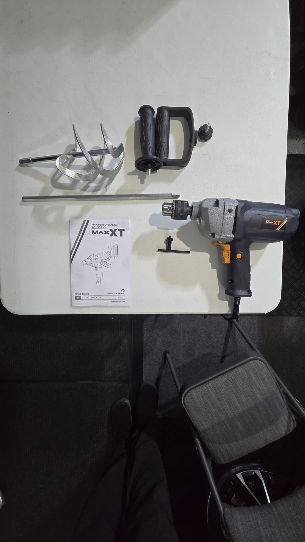 MAXXT Drill Mixer Set with Spade Handle 1/2 inch Electric Corded Mixing Drill Machine 9A Motor Concrete Mud Mixer customer photo 1
