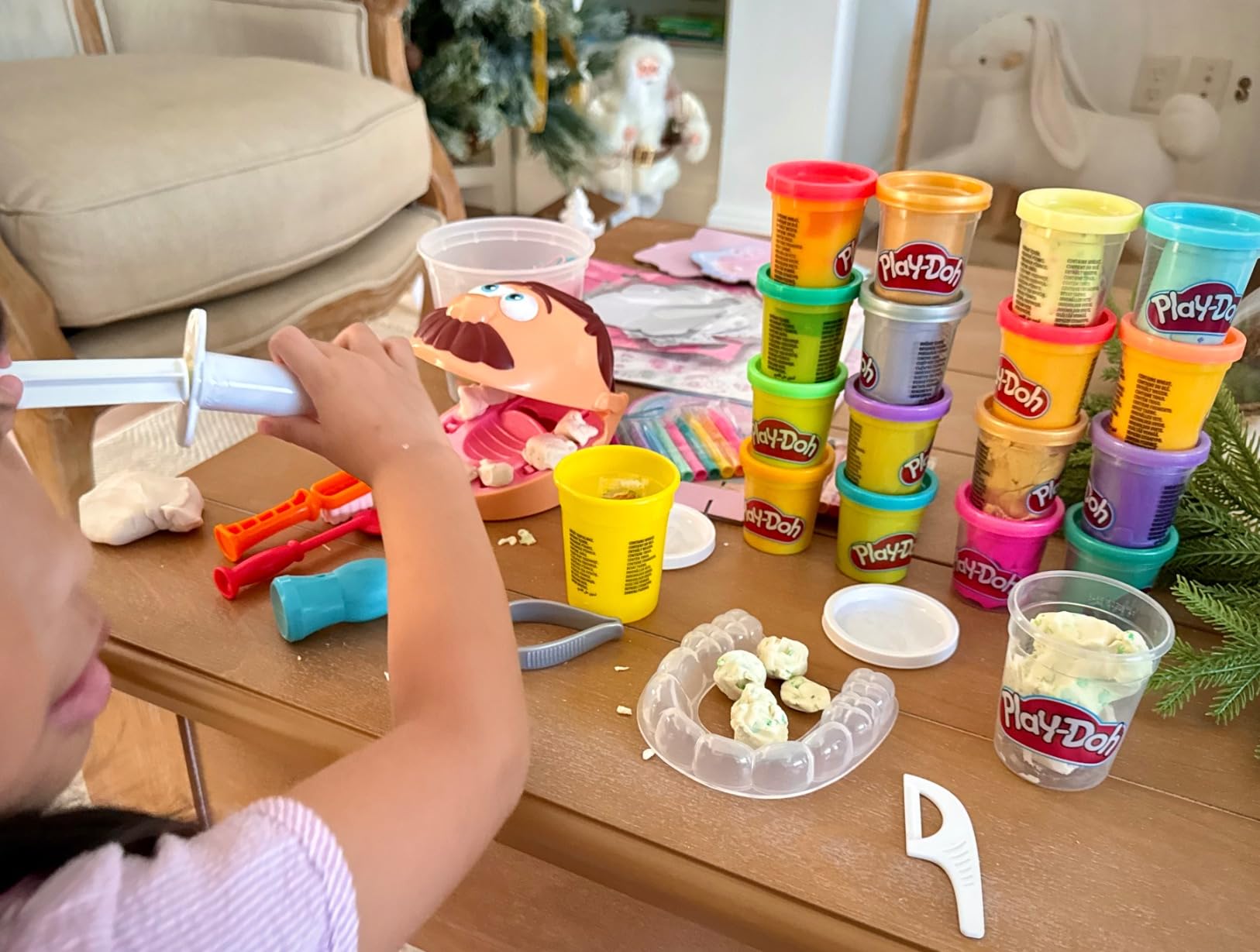 Play-Doh Drill 'n Fill Dentist Toy for Kids 3 Years and Up with Cavity and Metallic Colored Modeling Compound, 10 Tools, 6 Total Cans, 2 Ounces Each, Non-Toxic, Assorted Colors customer photo 2