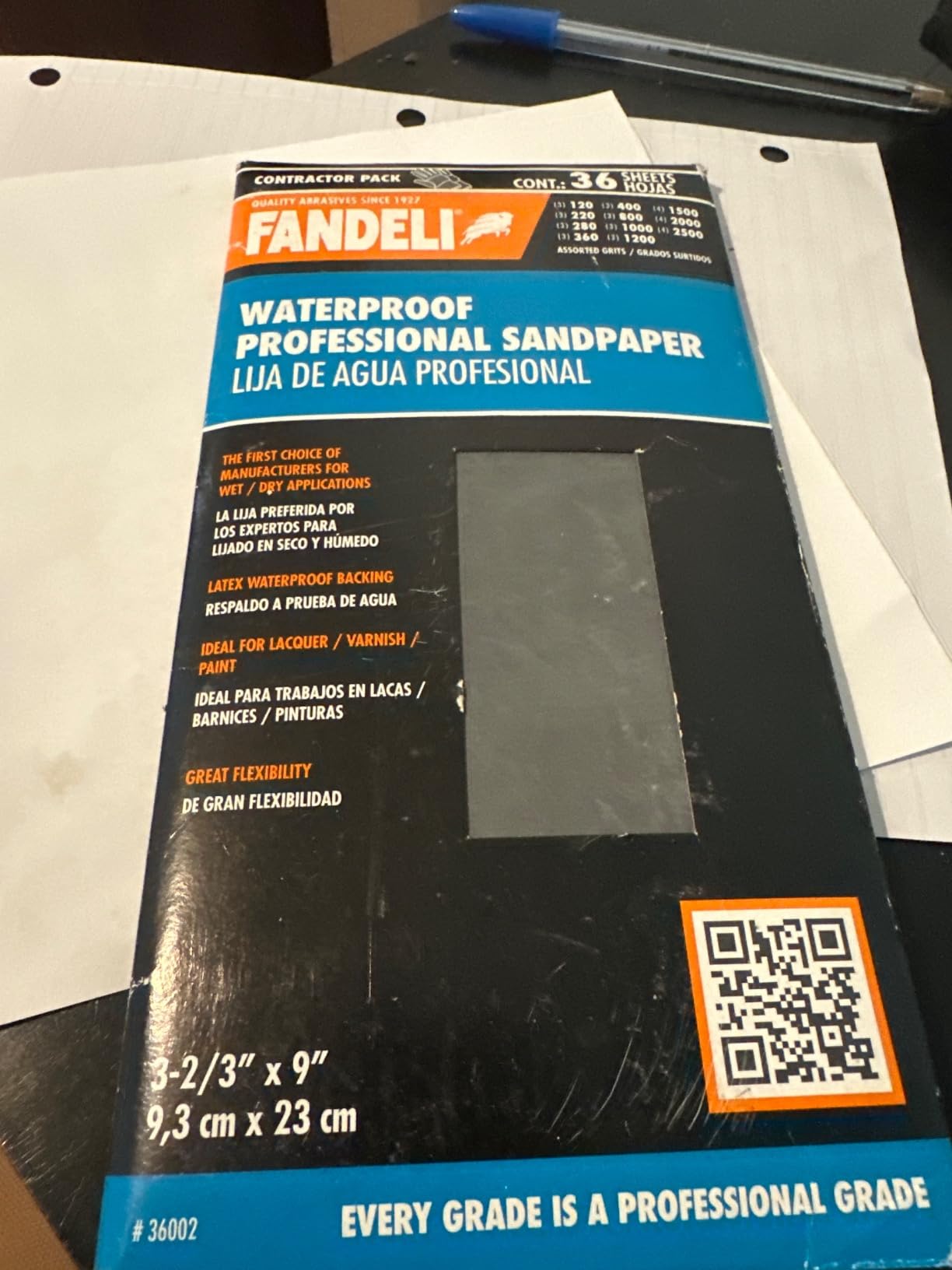 Fandeli | Waterproof Sandpaper | Assortment of Grits from 120 to 2500 | 36 Sheets 23 x 9,3 cm | for Car Polishing, Wood Furniture Sanding and Metal Sanding | Water Resistant customer photo 1