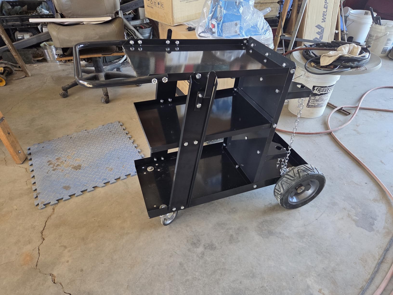 Weldpro 3-Tier Heavy Duty Welding Cart, Welder Cart for MIG/TIG Welder & Plasma Cutter, 400Lbs Capacity Rolling Welding Trolley with 360 Swivel Wheels & Safety Chains customer photo 1