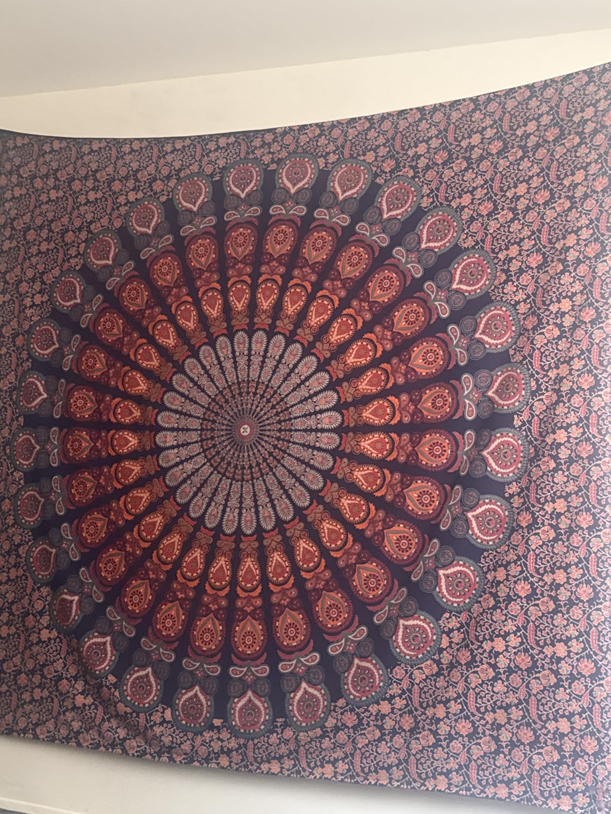 Bless International Handmade Indian hippie Bohemian Psychedelic Peacock Mandala Wall hanging College Dorm Beach Throws Table Cloth Bedding Tapestry (Blue Green, Medium(54x60Inches)(137x152cms)) customer photo 2
