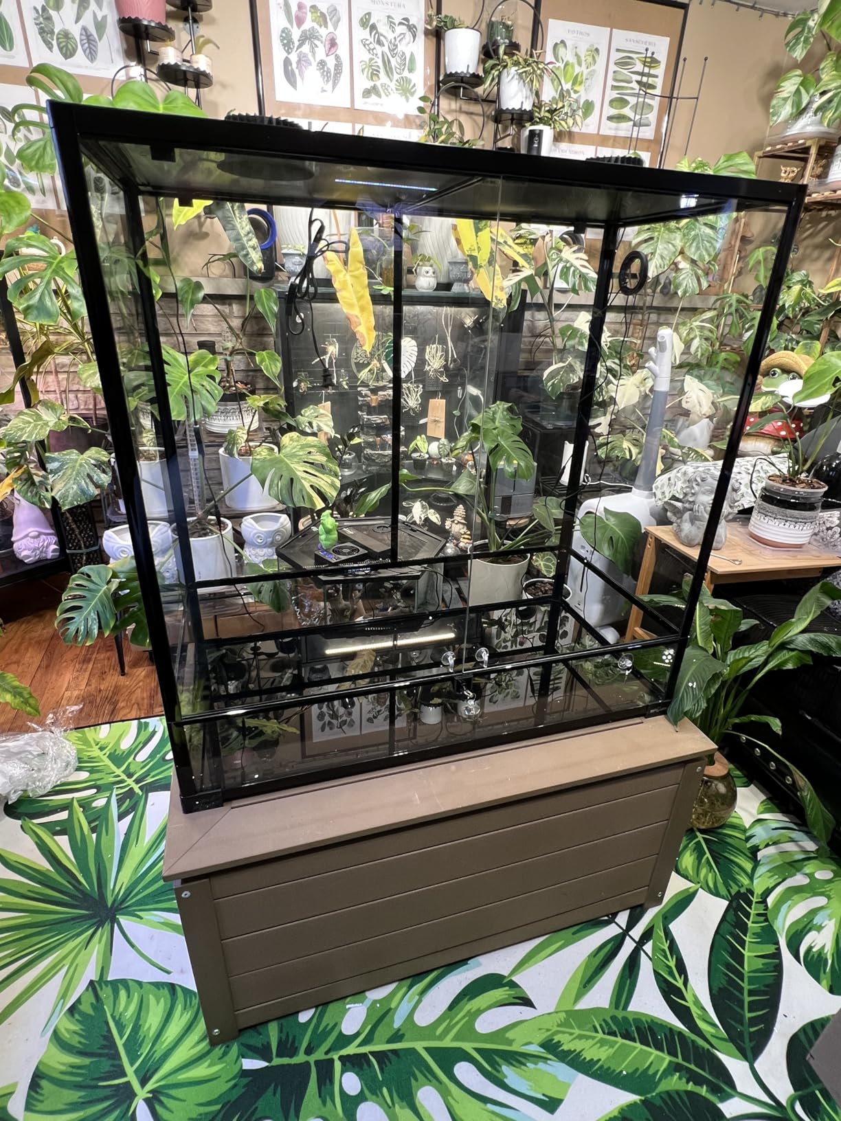 REPTI ZOO 50 Gallon Reptile Glass Tank Terrarium 2 in 1 Double Hinge Door with Screen Ventilation Tempered Glass 36