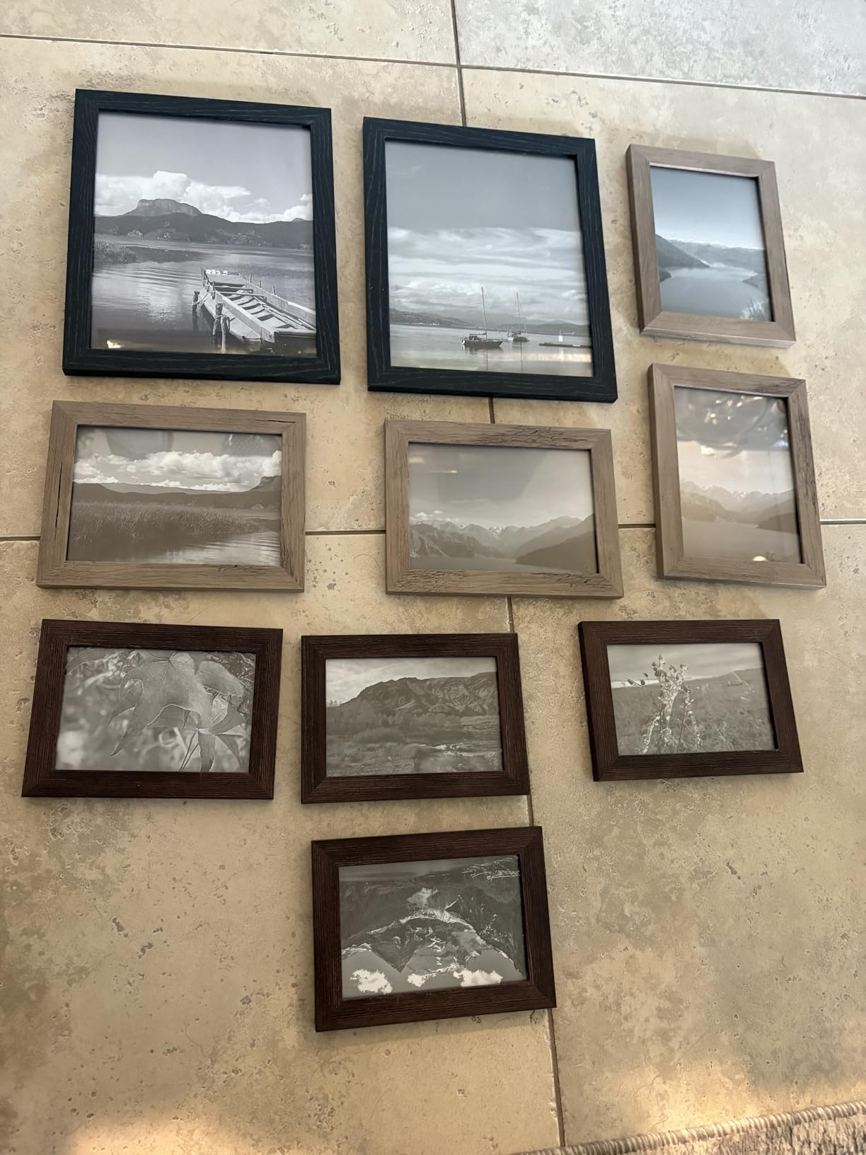 SONGMICS Picture Frames, Collage Picture Frames Set of 10, Two 8x10, Four 5x7, Four 4x6, Photo Frame for Wall Gallery Decor, Table Display, Glass, Rustic Brown URPF010X01 customer photo 2