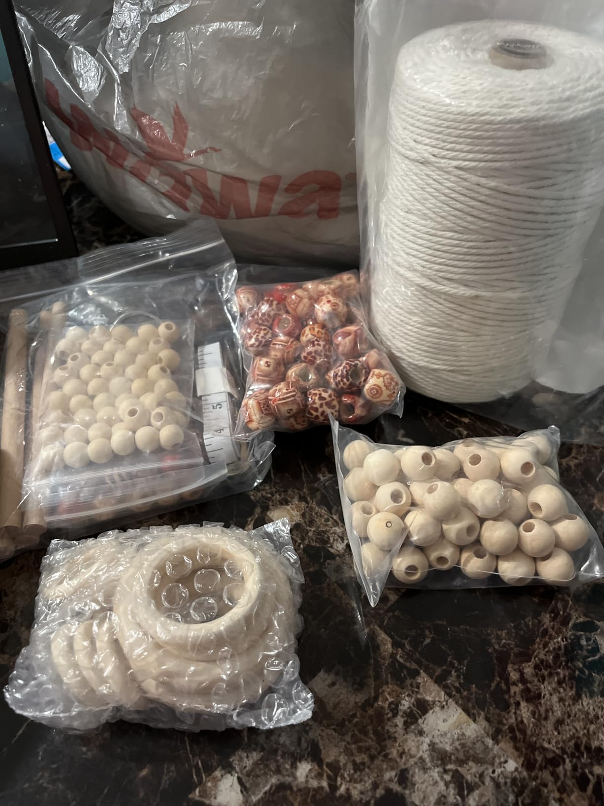 Macrame Kit for Beginners 227pcs - Macrame Wall Hanging Kit & Plant Hanger Kit, 225Y 3mm Cotton Cord, Wooden Beads Dowels Rings, DIY Craft Kit for Adults, Macrame Starter Kit Supplies customer photo 1