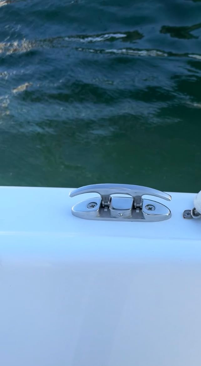 Boat Folding Cleat 4-1/2 inch 316 Stainless Steel Marine Flip Up Dock Cleat, Pack of 2 customer photo 2