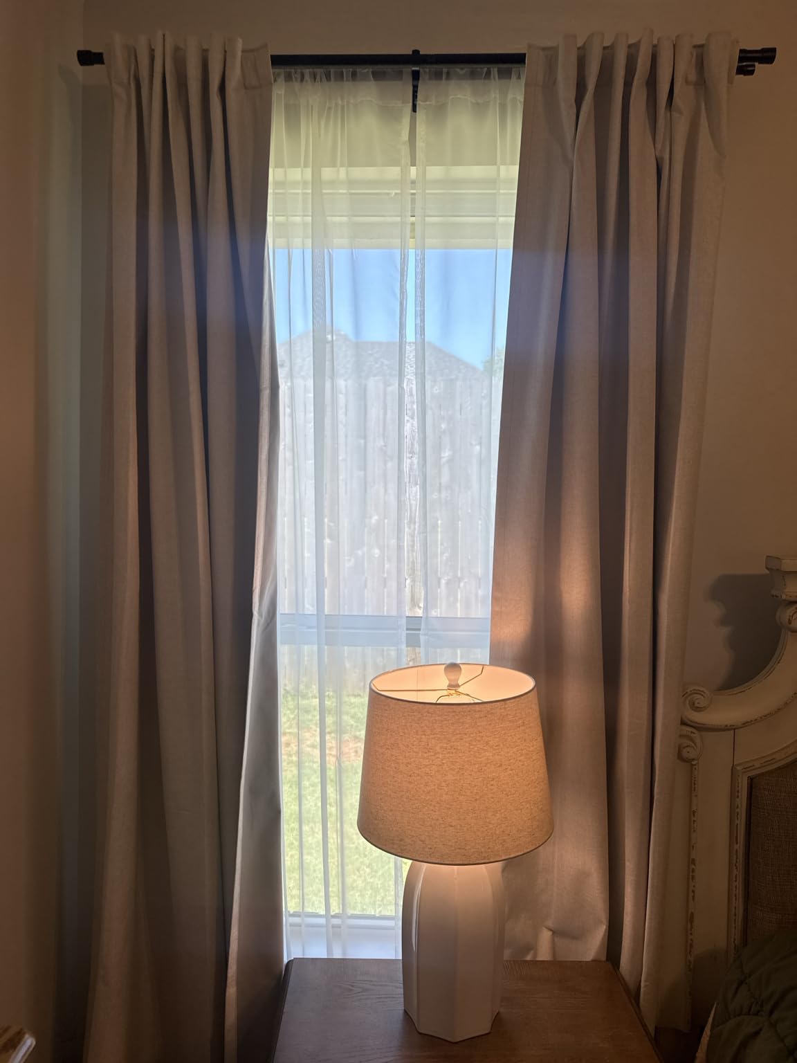 MIULEE 100% Blackout Linen Textured Curtains for Bedroom Solid Thermal Insulated Natural Beige Grommet Room Darkening Curtains & Drapes Luxury Decor for Living Room Nursery 52 x 84 Inch (2 Panels) customer photo 2
