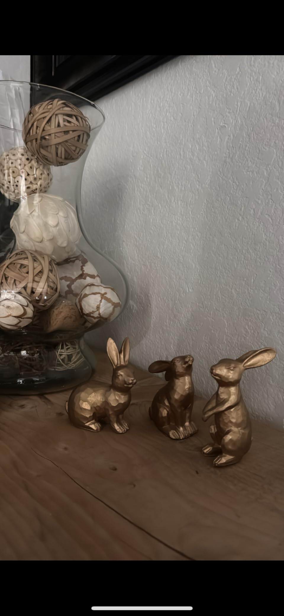 DN DECONATION Golden Polyresin Bunny Decor Rabbit Figurines, Easter Bunny Statue Set of 3 for Spring Tabletop Decor customer photo 2