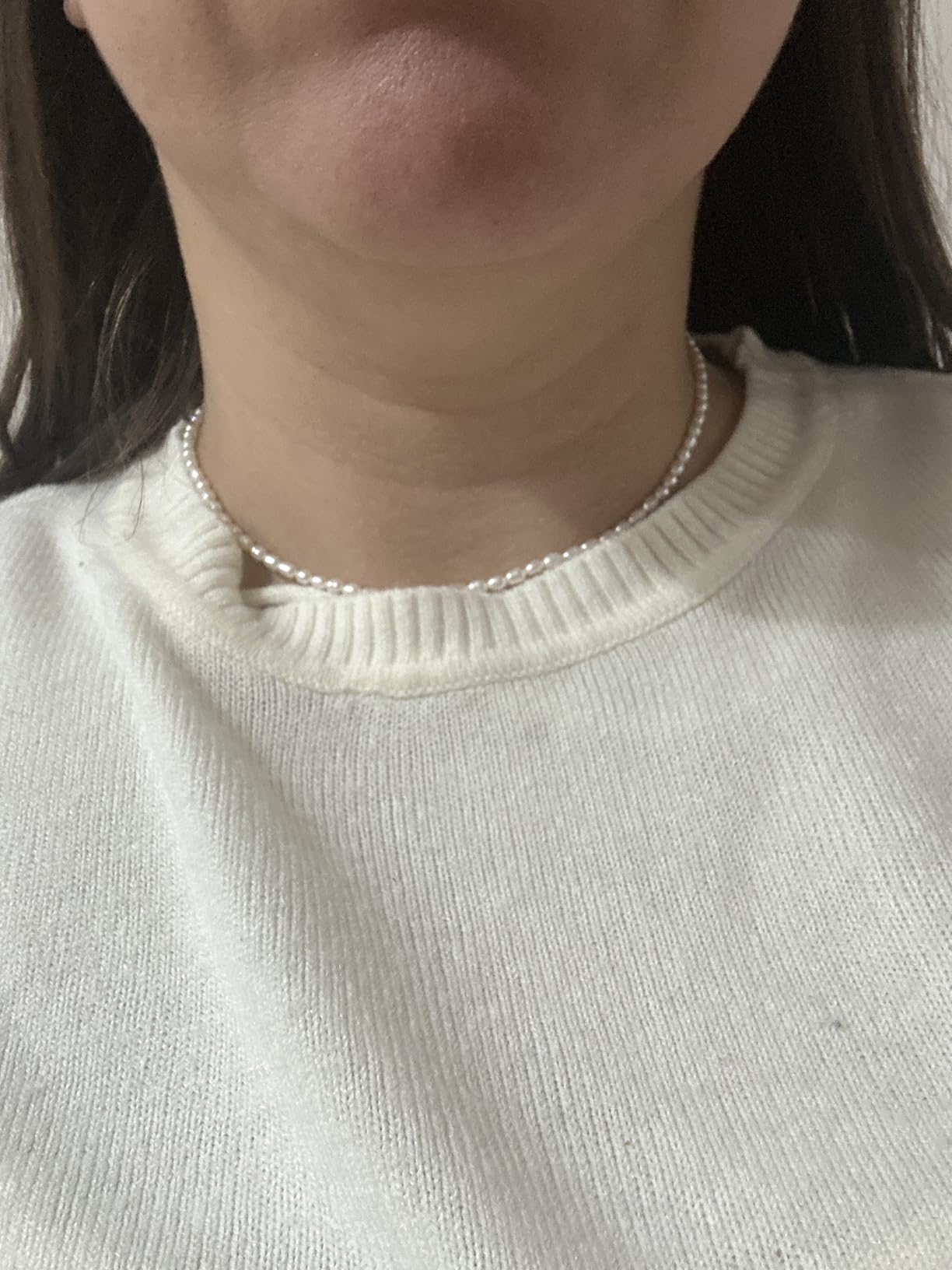 PAVOI 14K-18K Gold Plated Dainty Pearl Necklaces for Women - Station Beaded Choker Paperclip Chain Gold Pearl Necklace Bridal Jewelry customer photo 1