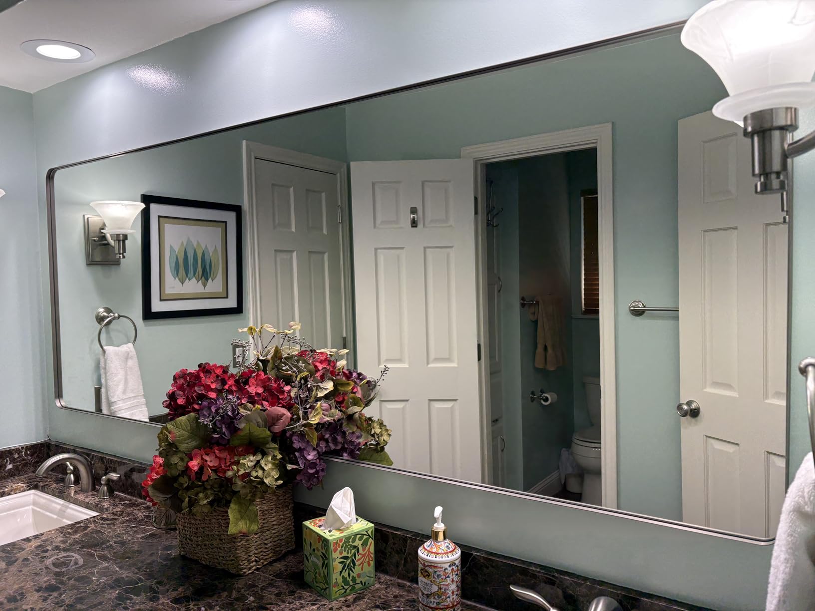 LOAAO Black Metal Framed Bathroom Mirror for Wall, 24X36 Inch Rounded Rectangle Mirror, Matte Black Bathroom Vanity Mirror Farmhouse, Anti-Rust, Hangs Horizontally or Vertically customer photo 1