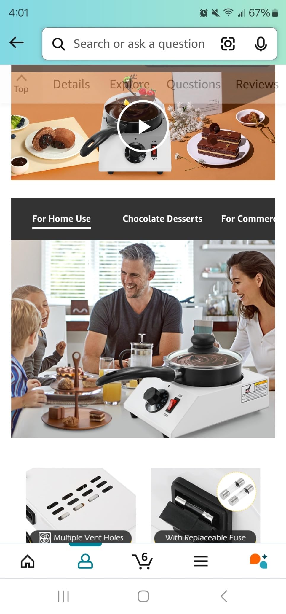 Dyna-Living Chocolate Melting Pot Chocolate Melter Pot 40W Chocolate Warmer for Melting Chocolate, Chocolate Tempering Machine for Home, Electric Chocolate Fountain Machine for Chocolate Melts customer photo 5