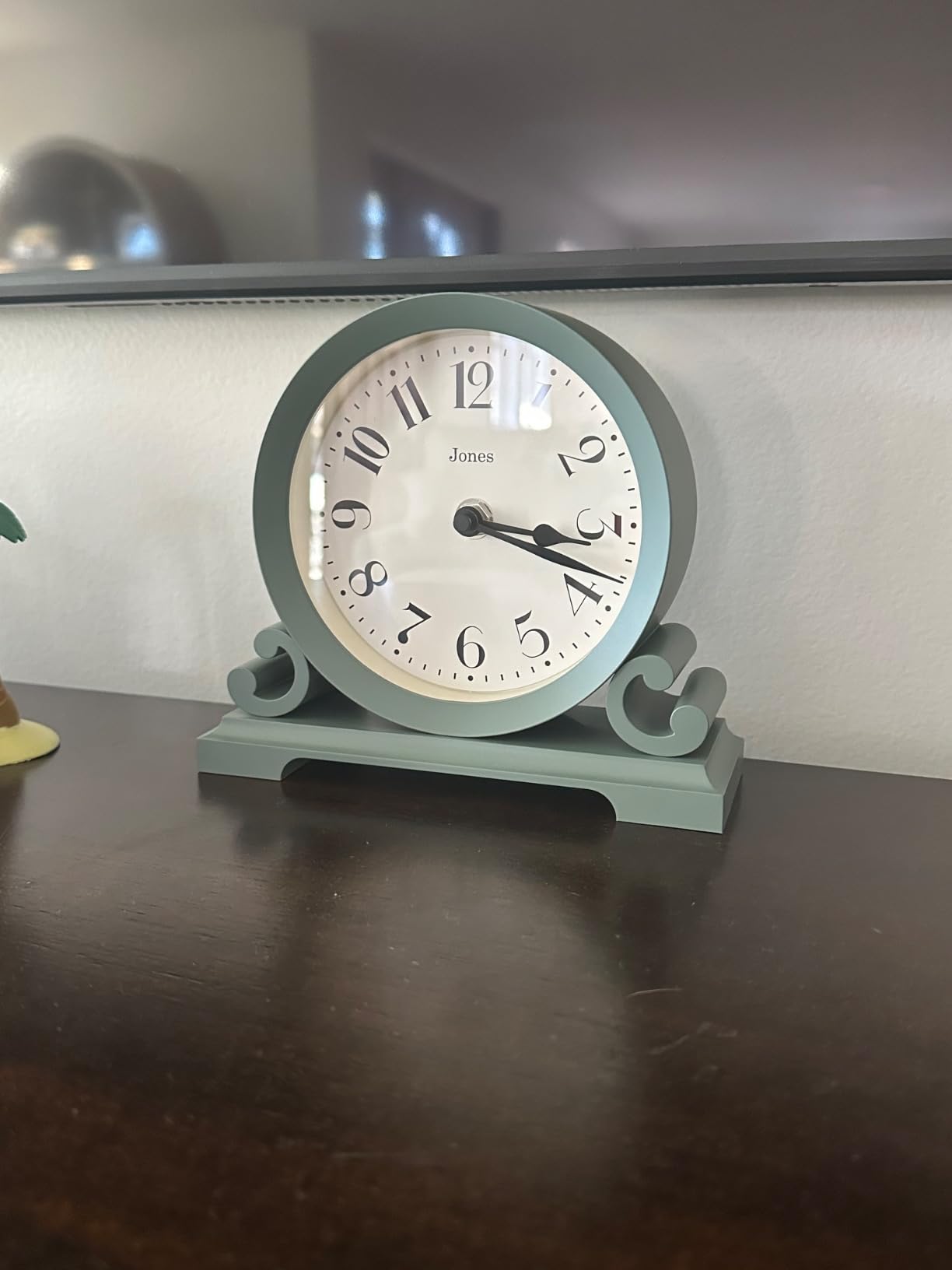 JONES CLOCKS Saloon Mantel Clock | Small Traditional Double Scroll Design | Green | Contemporary Classic Style for Desk, Table, Shelf or Bedside customer photo 1