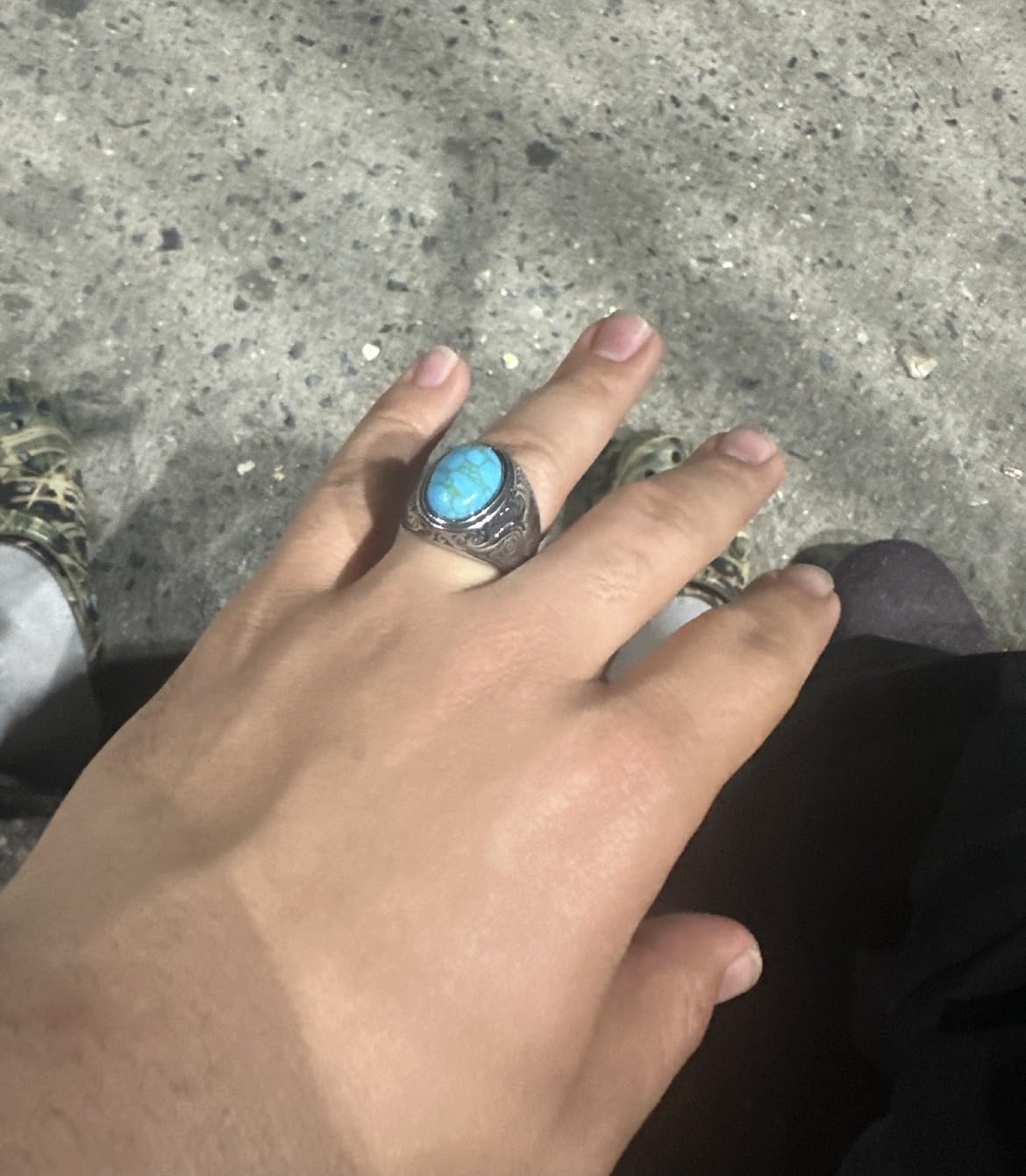 MYNENEY Retro Vintage Stone Rings for Men Turquoise Rings Stainless Steel Signet Biker Band customer photo 2