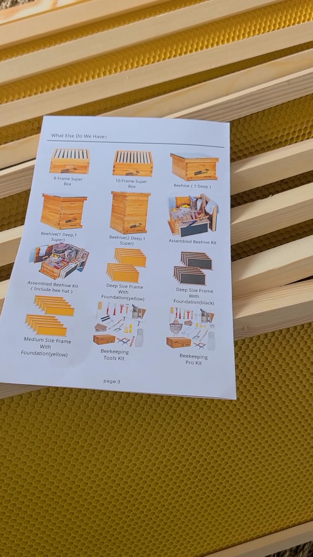Medium Super Beehive Frames with Wax Foundations, 10 Pack Honey Bee Frames with 100% Beeswax Coated Food Grade Foundation Sheets, 6-1/4-Inch (Yellow) customer photo 1