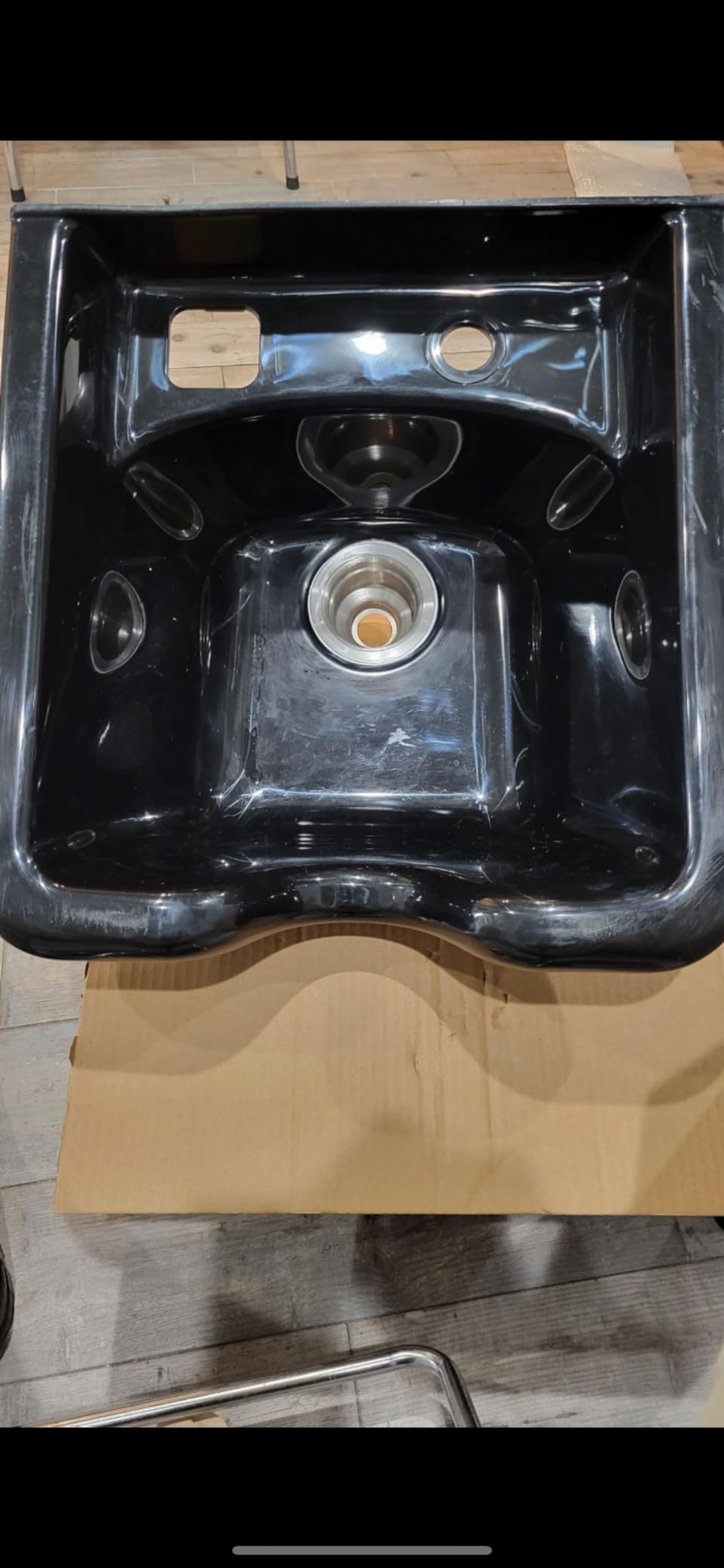Shampoo Bowl for Salons, Black ABS Plastic Shampoo Sink for Home, Easy to Clean and Install Salon Shampoo Bowls for Hair Stylist customer photo 2