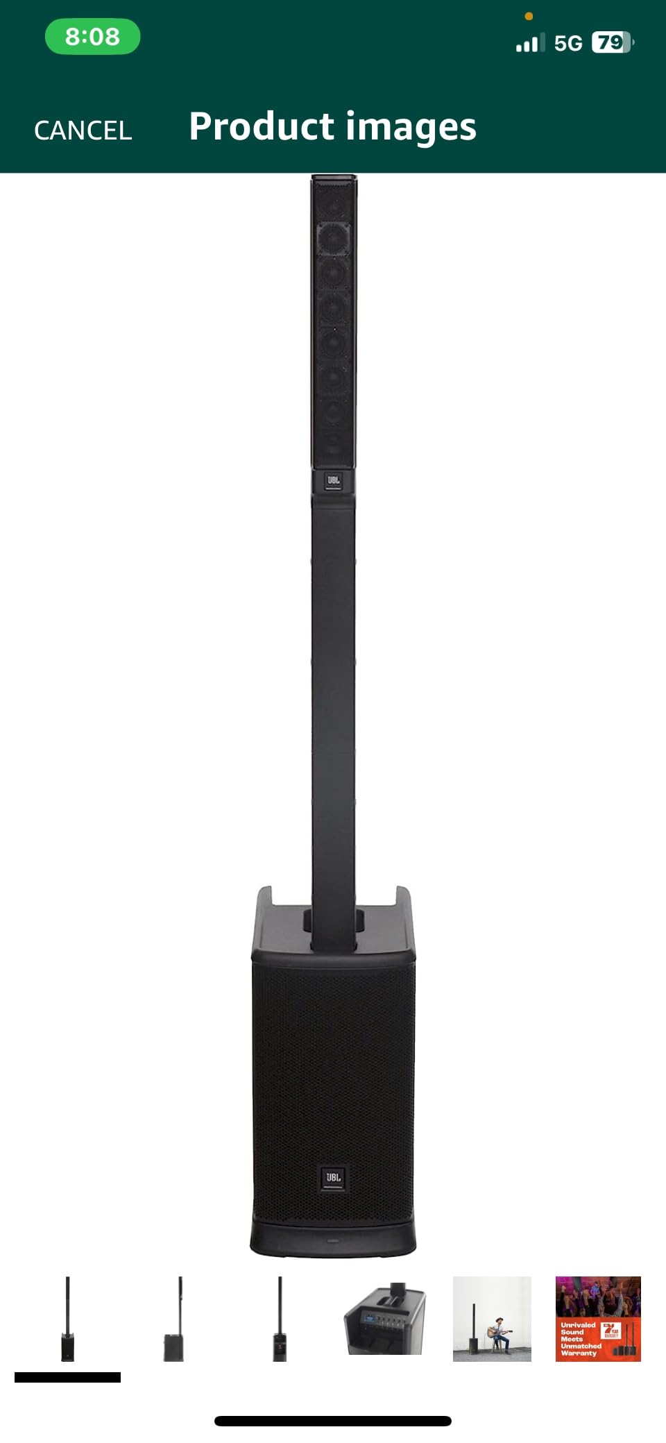 JBL Professional EON ONE Mk2 Active Battery-Powered Column Line Array Speaker System, 1500W Peak Power, 10