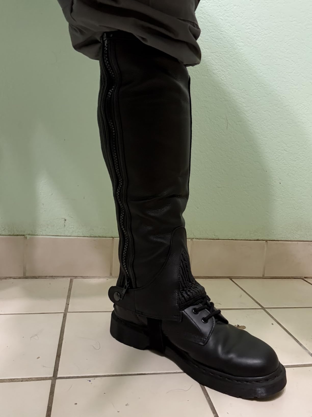 Unisex Adult Top Grain Cow Hide Leather Half Chaps Black and Brown customer photo 1