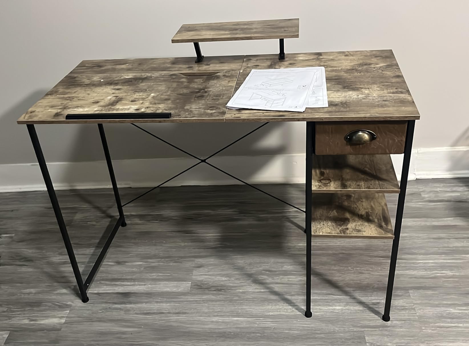 X-cosrack Drafting Table with Storage Shelves & Drawer, 43