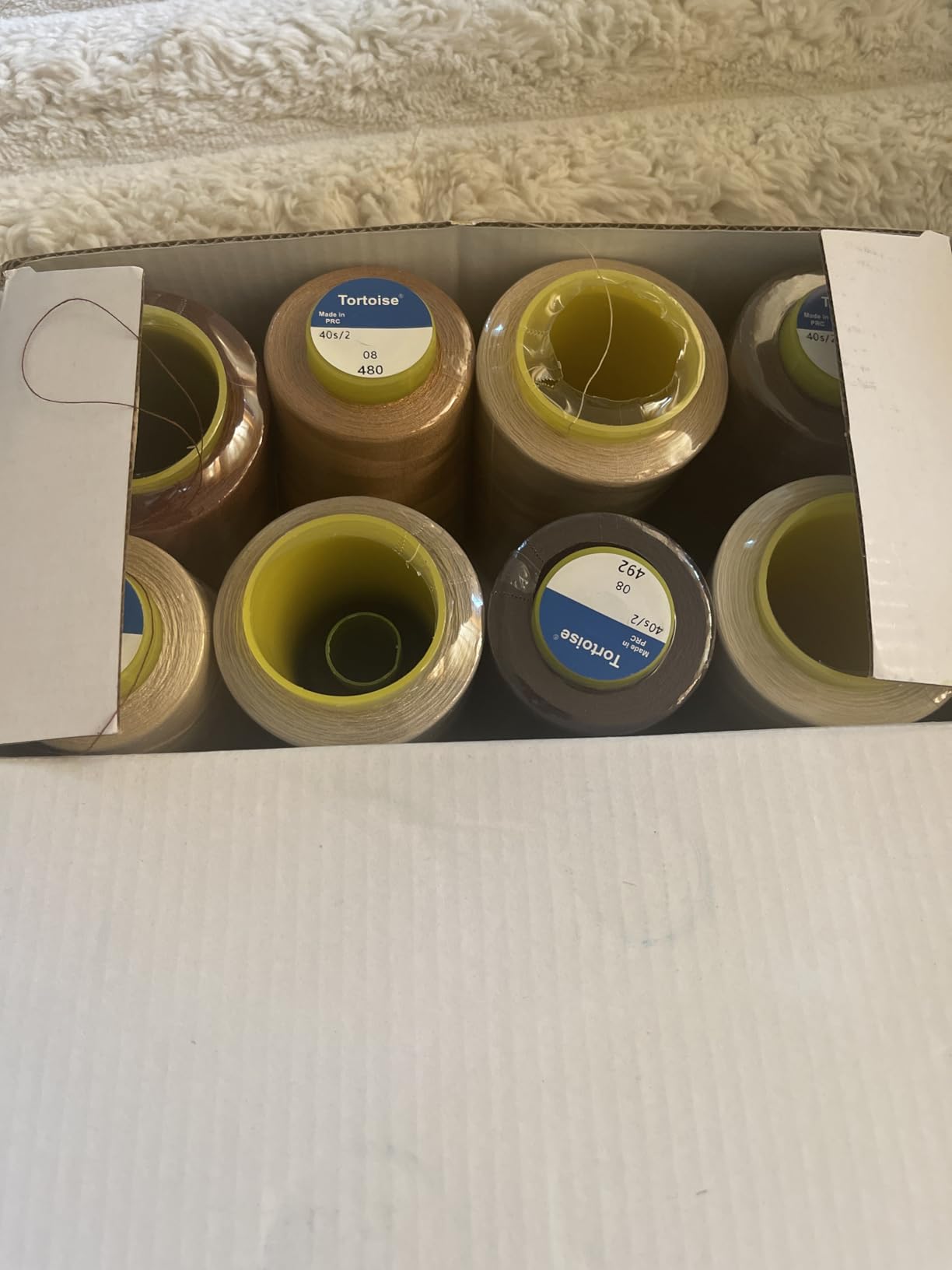 Tortoise 4 Cones of 3000 Yards Each Spool Thread for All Purpose, Serger, Overlock, Quilting, Sewing Machine - 100% Polyester - 40S/2 White customer photo 1