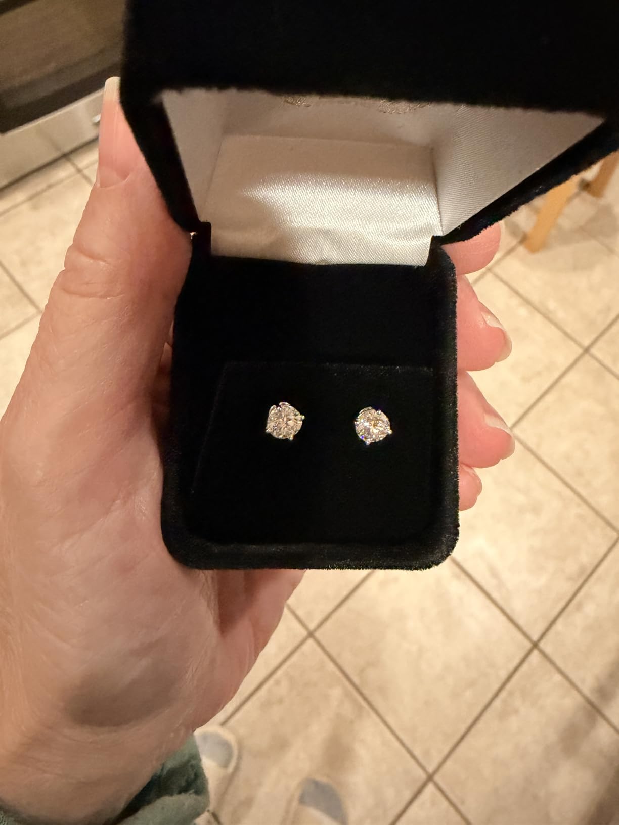 1 to 16 Carat 14K White Gold IGI Certified LAB GROWN Round Cut Diamond Stud Earrings for Women 4 Prong Screw Back for Her MADE IN USA (E-F Color, VS1-VS2 Clarity) customer photo 2
