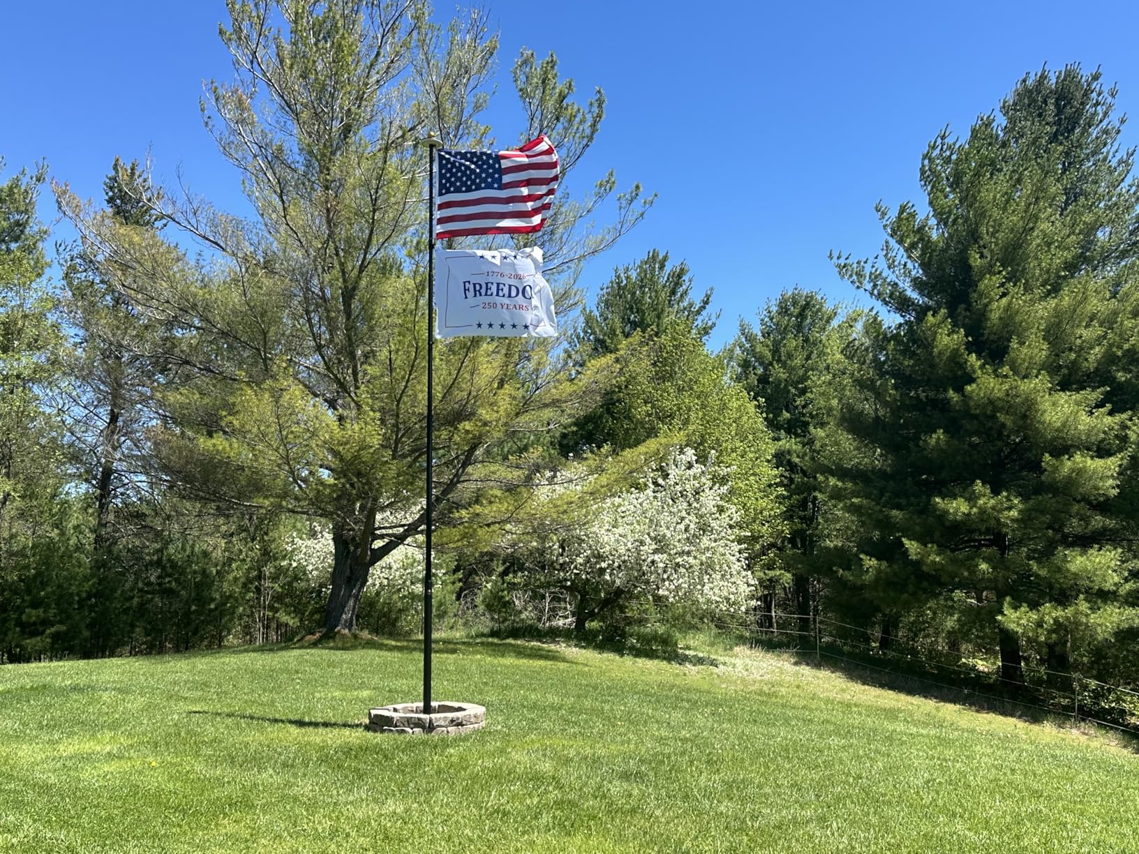 Service First Silver 20FT Telescoping Flagpole Kit for Outside House In Ground - Anti Tangle Swivel Ring Design - 100MPH Wind Tested customer photo 1
