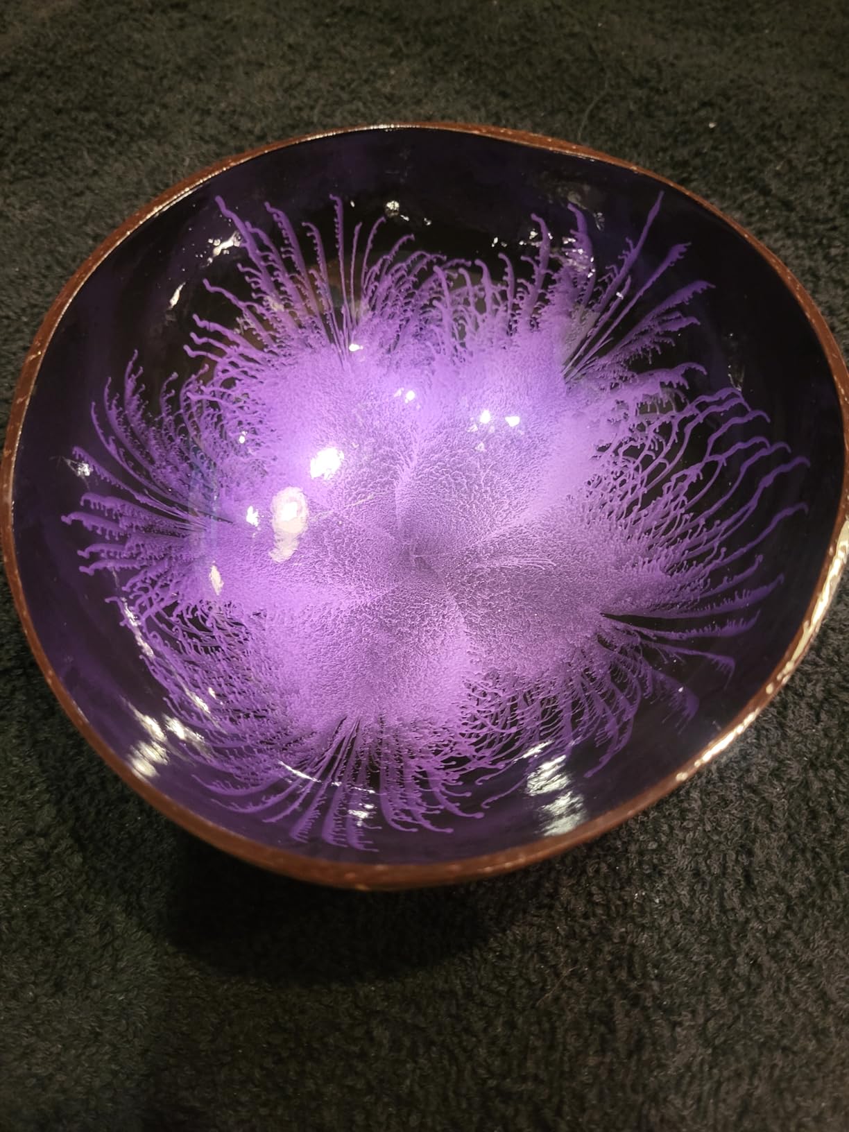 ChezMax Natural Coconut Bowl with Mother of Pearl Inlays - Key Bowl & Fruit Snack Holder (Blue-Gold) customer photo 1