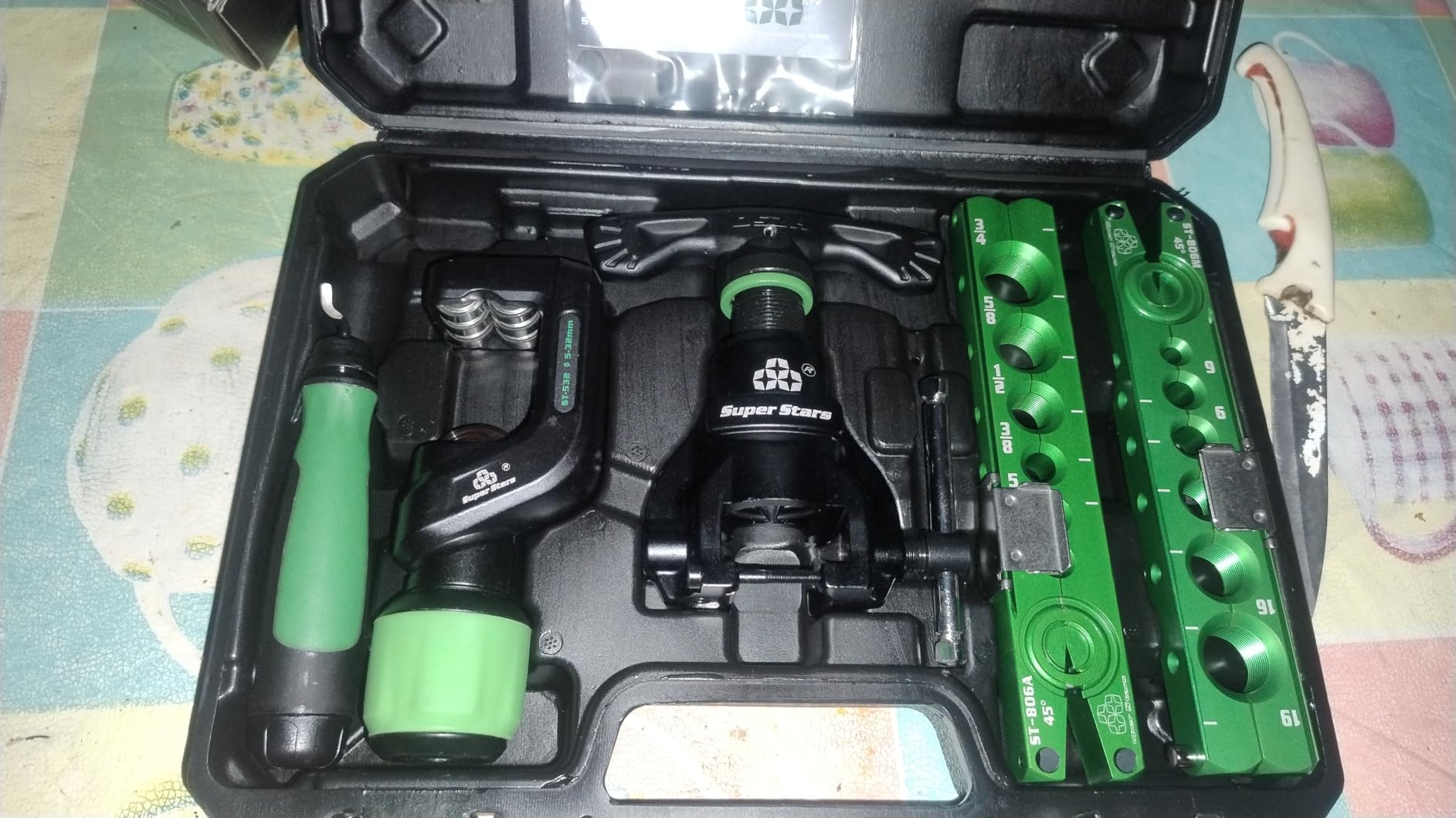 Super Stars Flaring Tool Kit 1/4in - 3/4in Single Flare Tool HVAC 45° Eccentric Type Flare Tool with Pipe Cutter for Copper Tube Pipe (5 in 1 Kit) customer photo 1