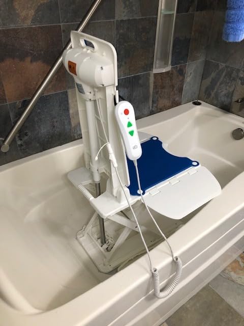 BathLyft (& Floor Lift) | 1 Year Warranty | Floor Lift & Chair Lift | Lightweight, Battery-Operated w Remote | Reclining 53° Support | for Seniors & Disabled | FSA HSA Eligible (Blue) customer photo 2