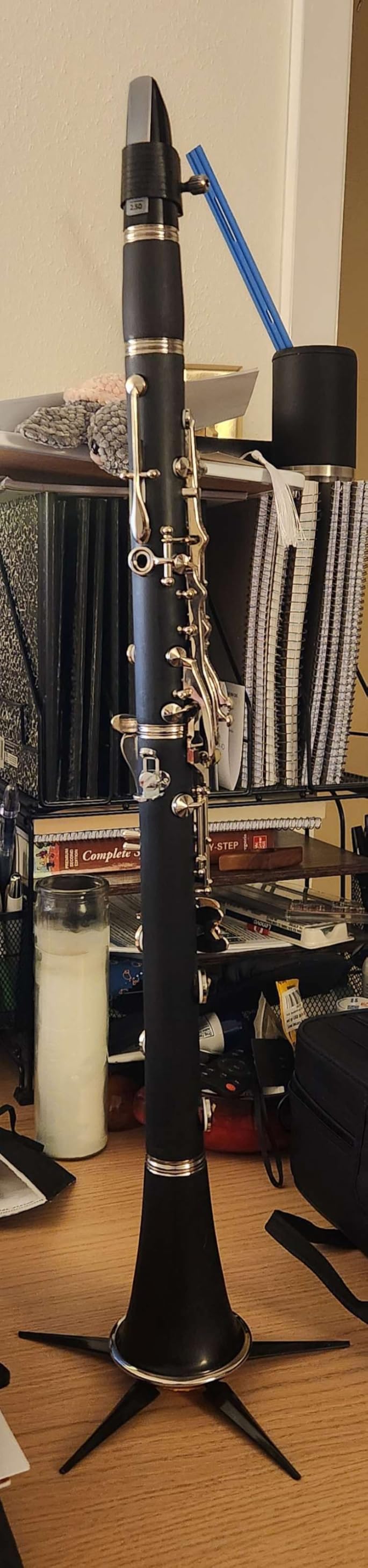 Glory GLY-PBK Professional Ebonite Bb Clarinet with 10 Reeds, Stand, Hard Case, Cleaning Cloth, Cork grease, Mouthpiece Brush and Pad Brush, Black customer photo 1