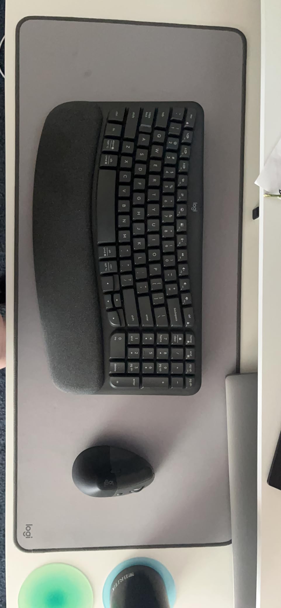 Logitech Desk Mat - Studio Series, Multifunctional Large Desk Pad, Extended Mouse Mat, Office Desk Protector with Anti-Slip Base, Spill-Resistant Durable Design, in Mid-Grey customer photo 2