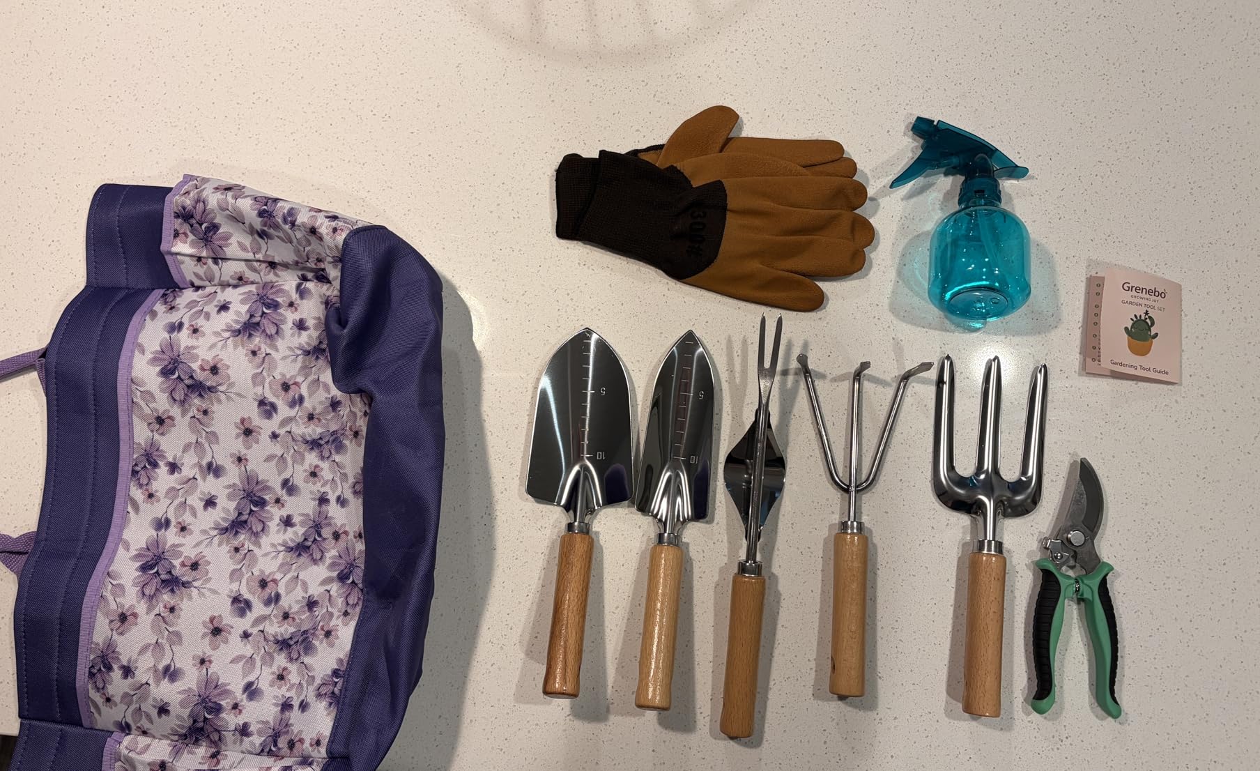 Grenebo Gardening Tools 9-Piece Heavy Duty Garden Hand Tools with Fashion and Durable Garden Tools Organizer Handbag, Rust-Proof Garden Tool Set, Ideal Gardening Gifts for Women customer photo 2