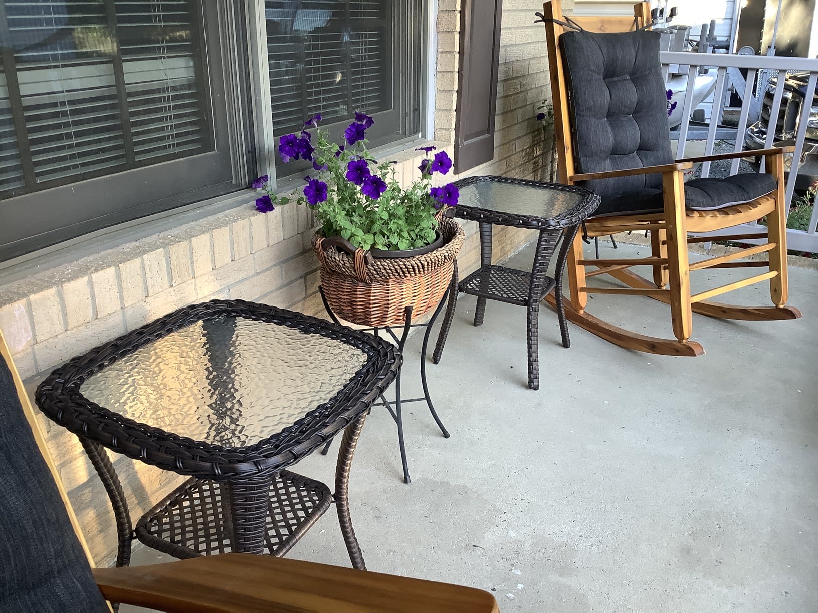 Rilyson Patio Tables Outdoor Coffee Table - Wicker Rattan Coffee Tables with 2-Tier Storage Shelf Side Table for Porch Deck Balcony Garden Outside Rectangle Brown customer photo 1