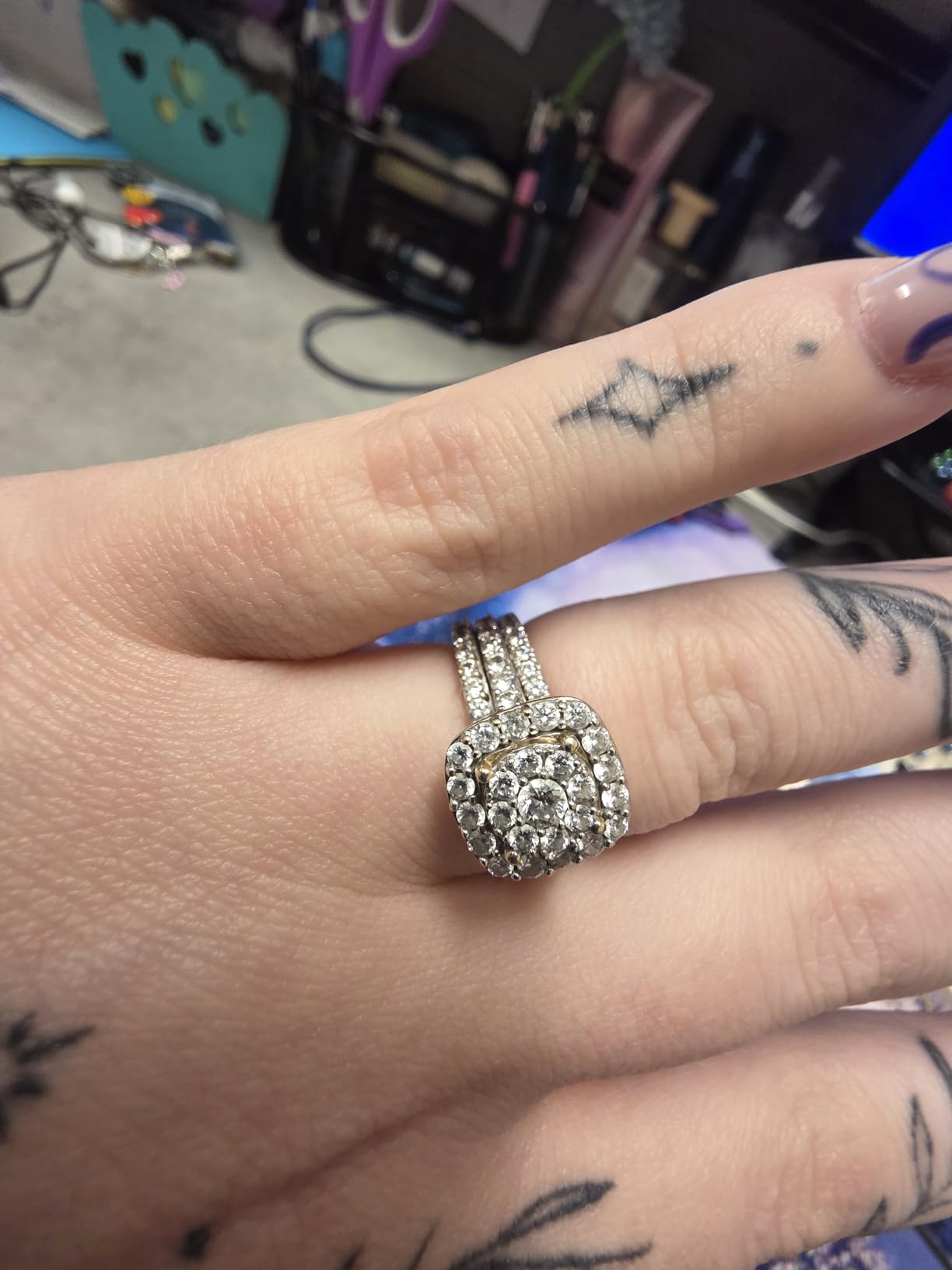 Moissanite Wedding Band Wedding Rings for Women 925 Sterling Silver Rings with 18K White Gold Plated Eternity Stackable Engagement Ring Anniversary Band Size 3-12 customer photo 2