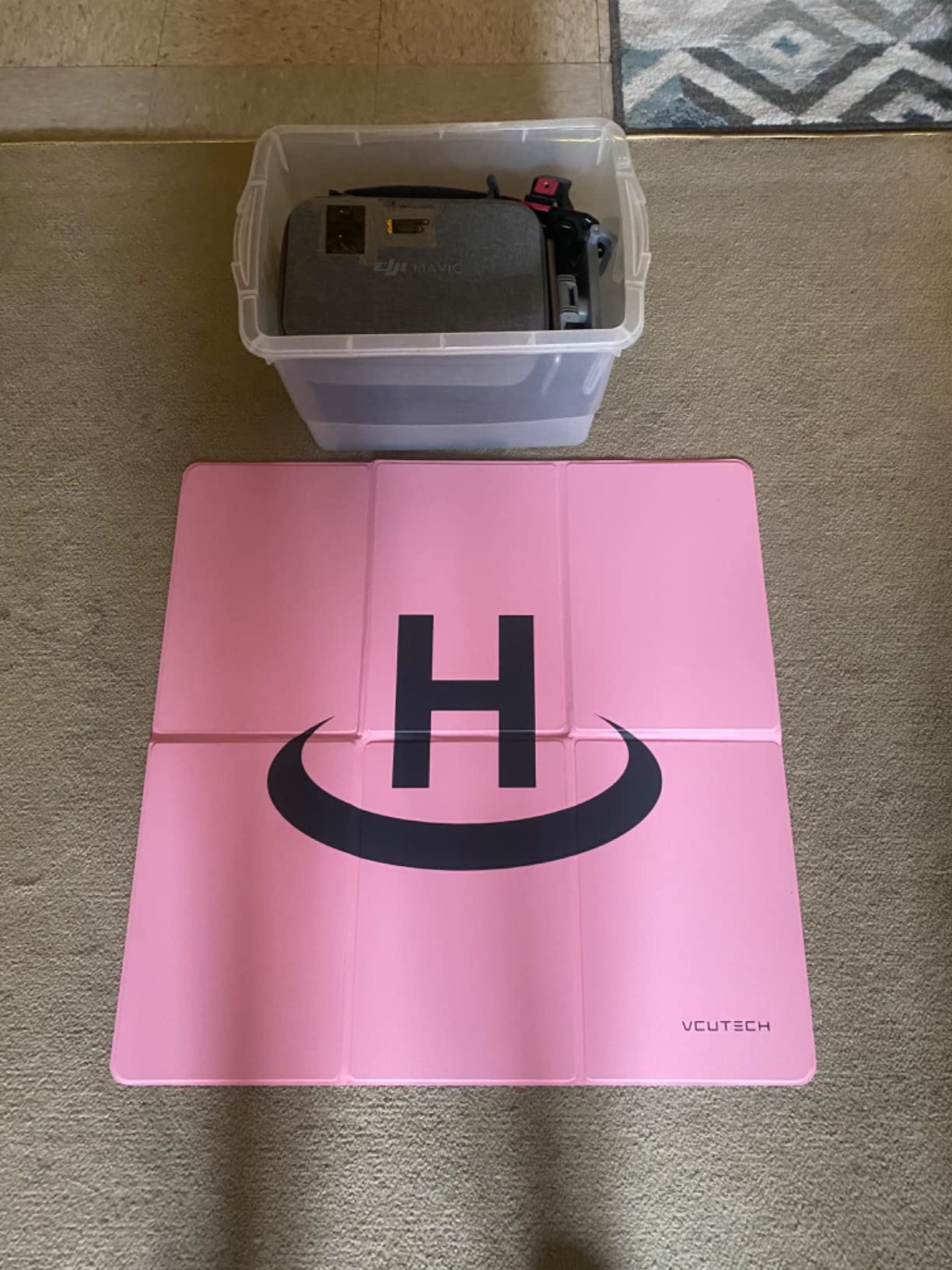 VCUTECH Drone Landing Pad - Weighted 25 inch(65cm) for DJI Mini 3 Pro, Mavic 3, Mavic Air 2/2S, DJI Mini 2, FPV Drone, Avata Fly More Kit Accessories (Pink) customer photo 1