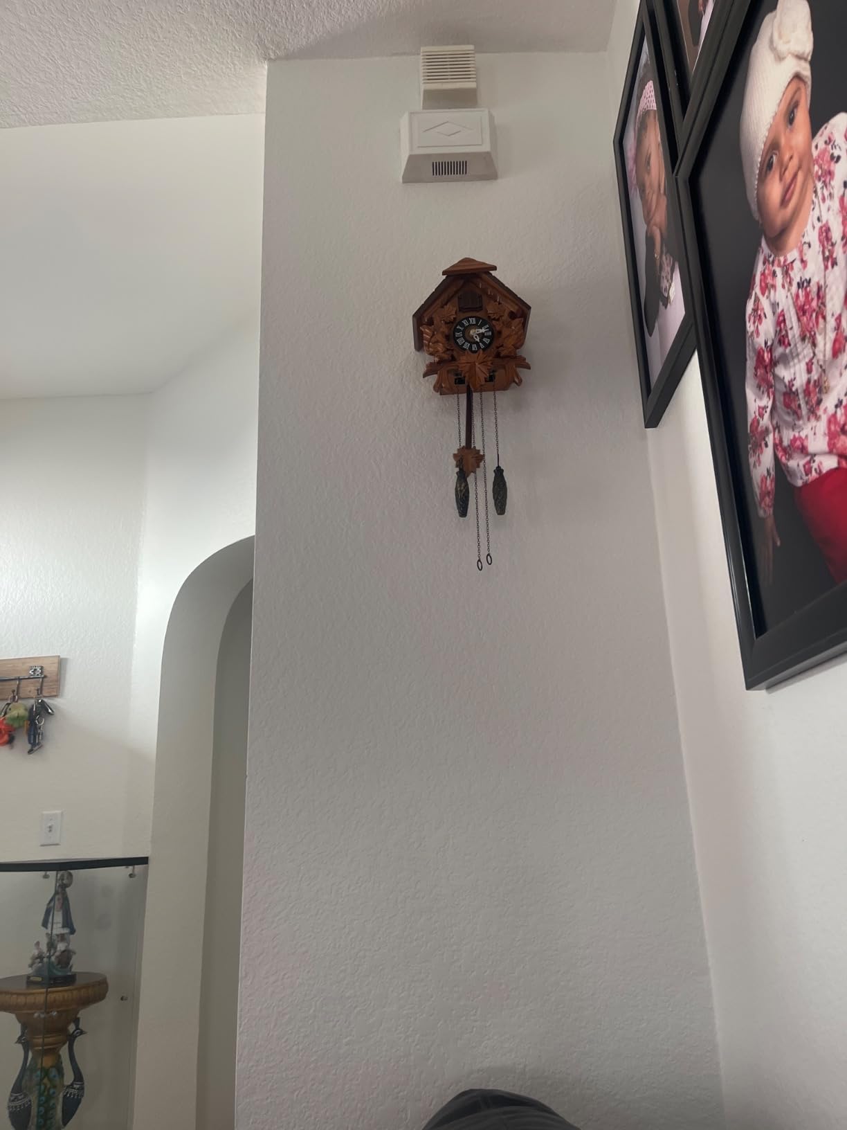 TIMEGEAR Cuckoo Wall Clock with Night Mode in Traditional German Style with Carved Squirrels (Cherry) customer photo 2