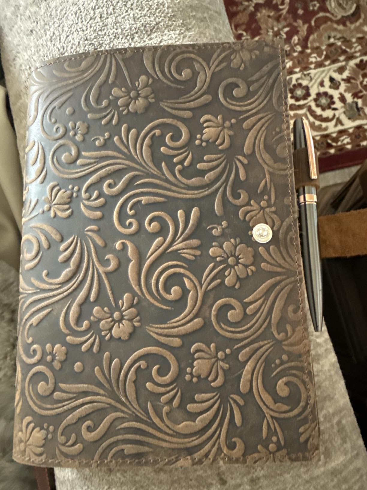 Moonster Leather Journal Refillable Notebook - Writing Journals for Women, Mens Cover with Pen, Bound Lined Paper A5 Travelers Diary, Travel by , Dark Brown customer photo 2