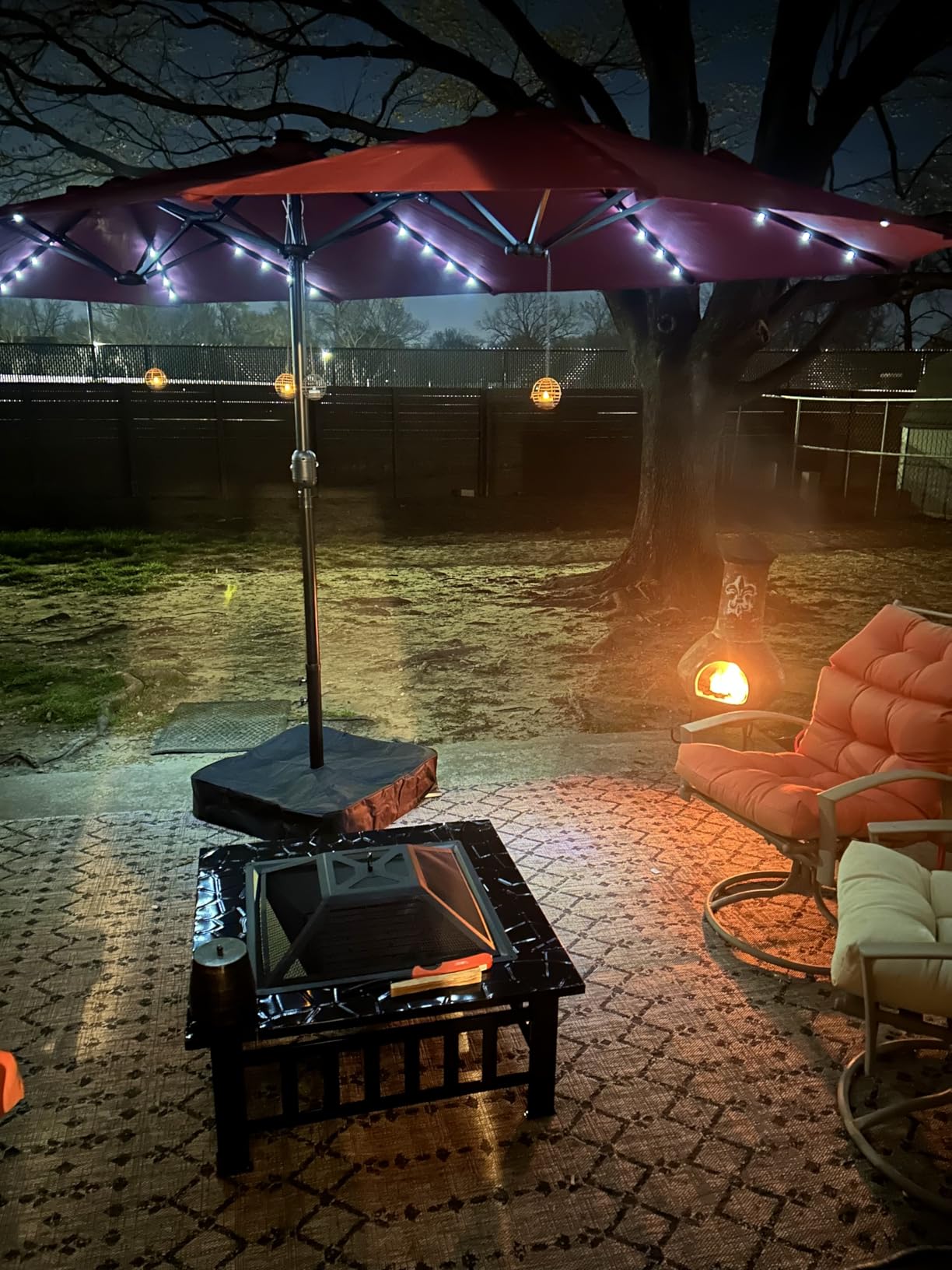 Devoko Outdoor Fire Pit, 32 Inch Firepit Table Metal Outdoor Fireplaces with Waterproof Cover for Outside Patio Camping (Black) customer photo 2