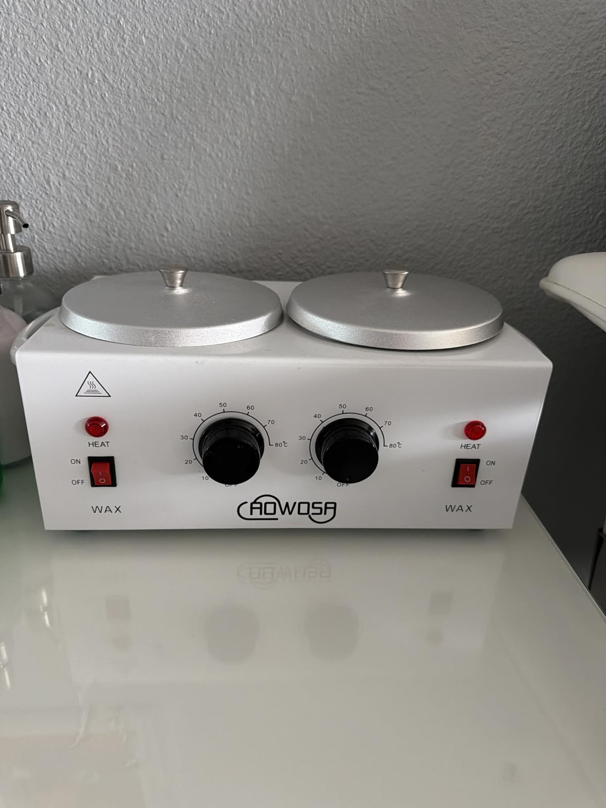 Professional Waxing Kit Wax Warmer Double Pot Wax Heater Machine for Hair Removal, Large Waxing Pot for Spa Salon Beauty Esthetician Home, with Adjustable Temperature Set, 50 Stick & 20 Collar(White) customer photo 1