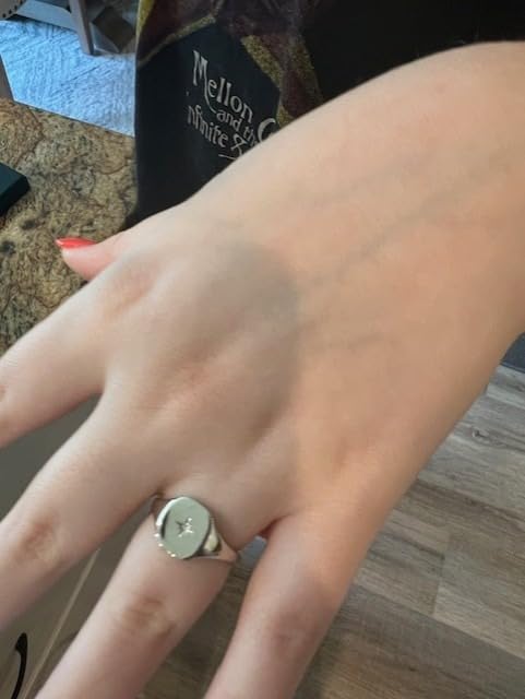 14K Gold Plated Engraved Signet Ring with North Star | Lightweight Thick Statement Rings for Women | Everyday Jewelry customer photo 2