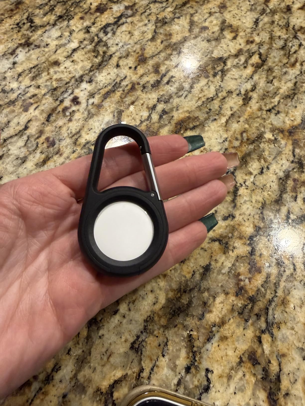 Apple AirTag Secure Holder with Carabiner - Durable Scratch Resistant Case With Open Face & Raised Edges - Protective AirTag Keychain Accessory For Keys, Pets, Luggage & More - Black customer photo 1