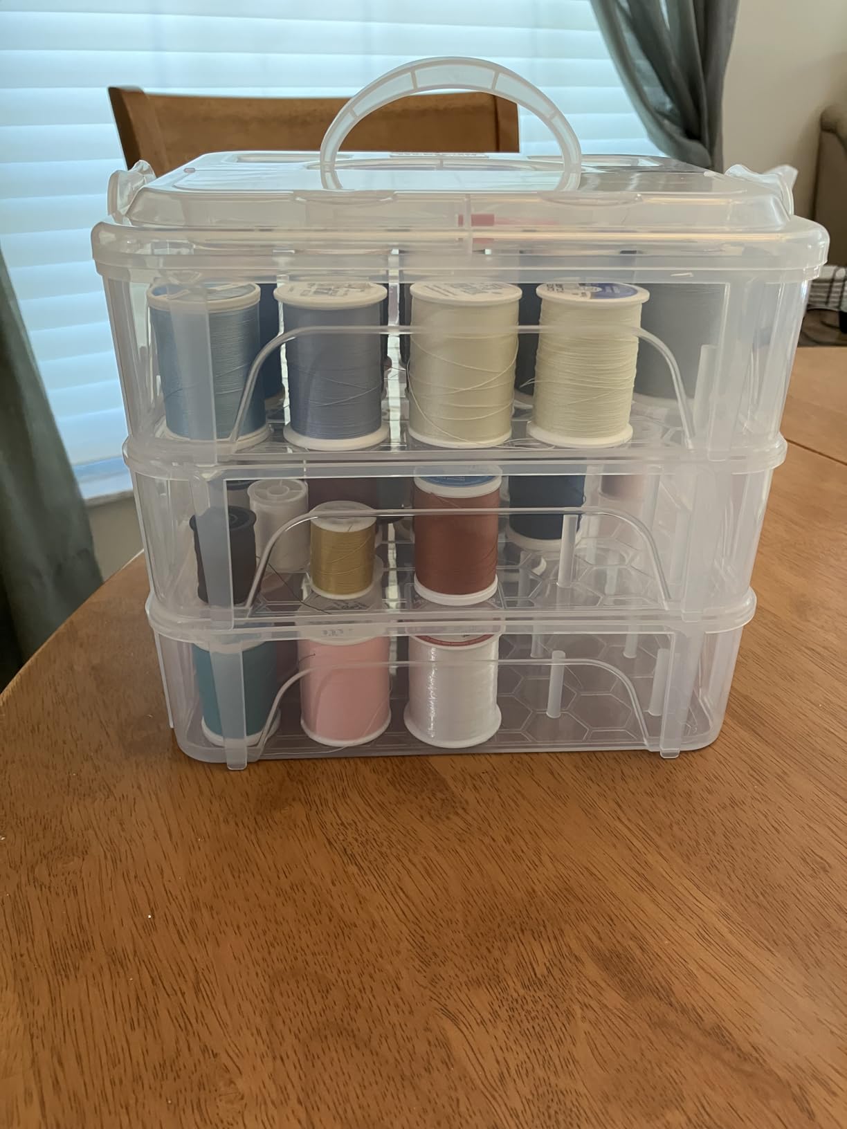 New brothread 4 Layers Stackable Clear Storage Box/Organizer for Holding 80 Spools Home Embroidery & Sewing Thread customer photo 1