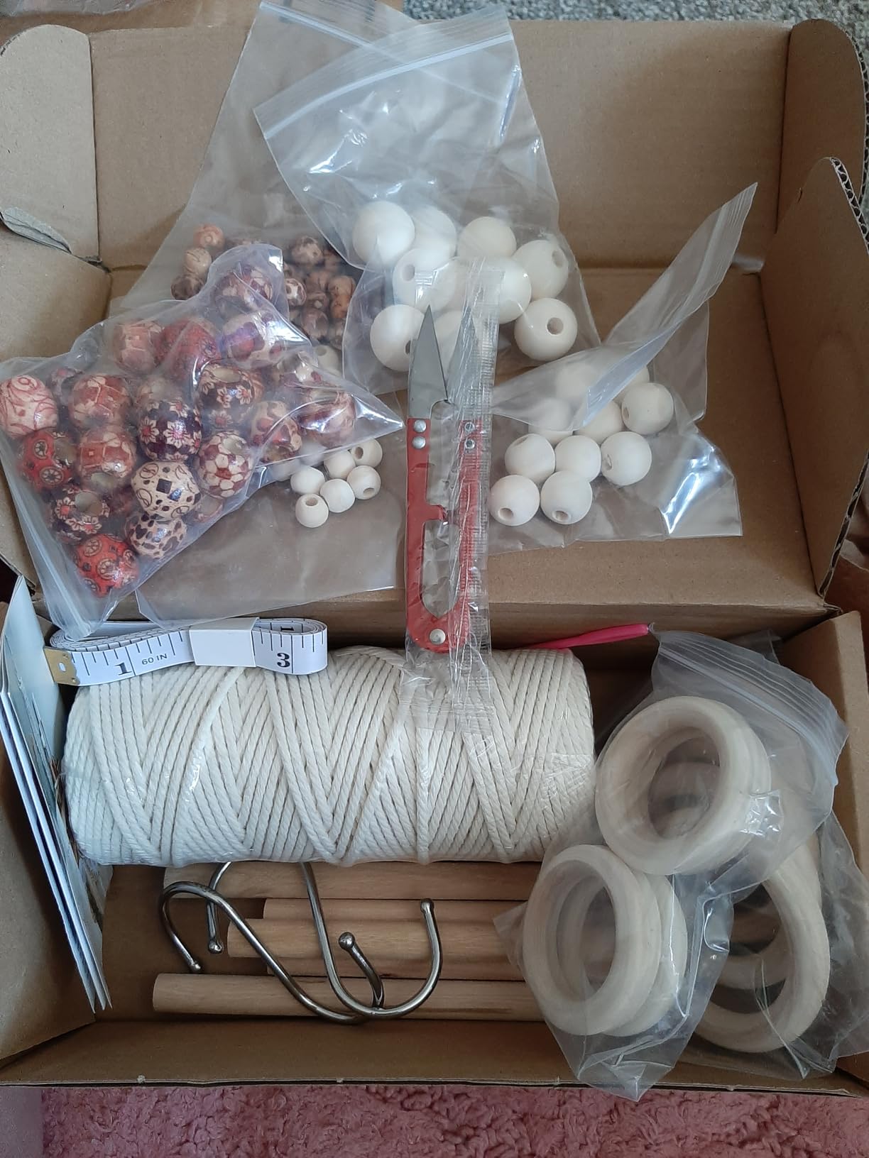 Hdviai 121Pcs Macrame Kit, Macrame Supplies 3mm x 109Yards Macrame Cord for Macrame Kits for Adults Beginners, with Accessories Like 100Pcs Beads and 10Pcs Wooden Rings for Macrame Plant Hanger Kit customer photo 1
