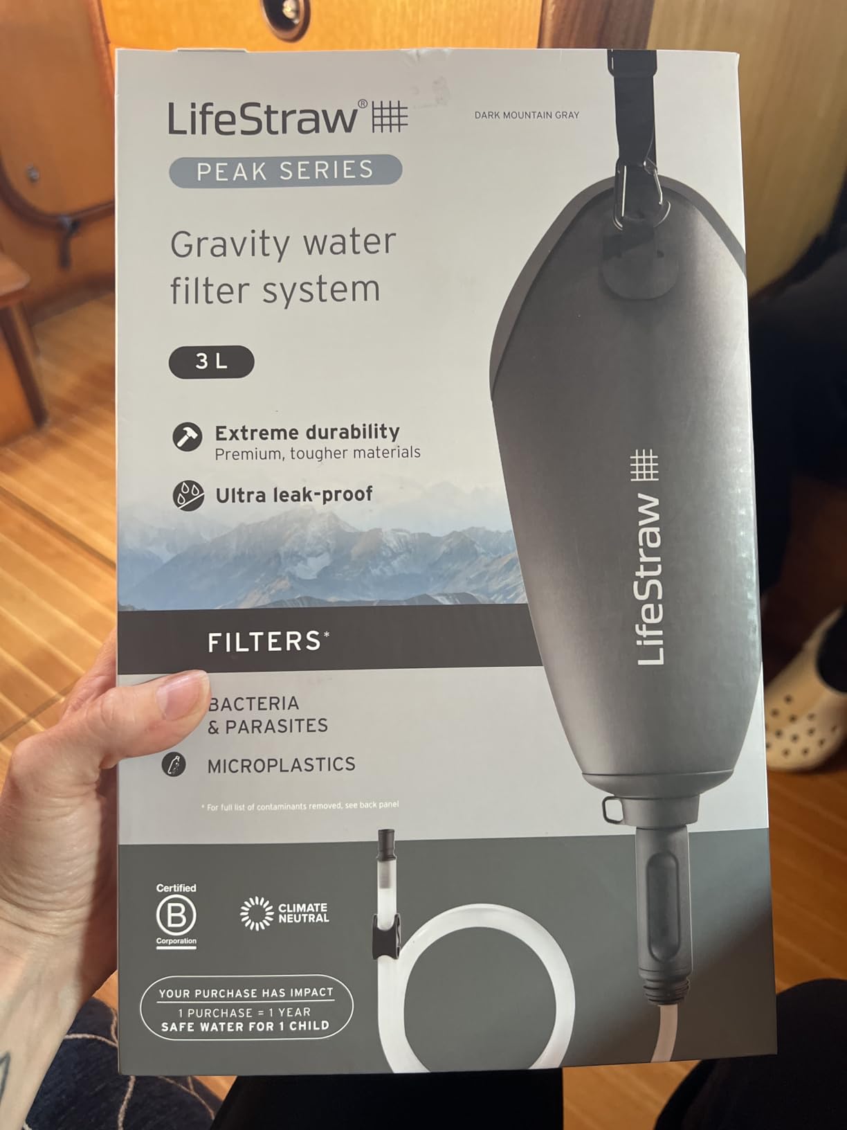 LifeStraw Peak Series Compact Gravity Water Filter System - 3L for Backpacking, Group Camping, Hiking and Travel, Dark Mountain Gray customer photo 1